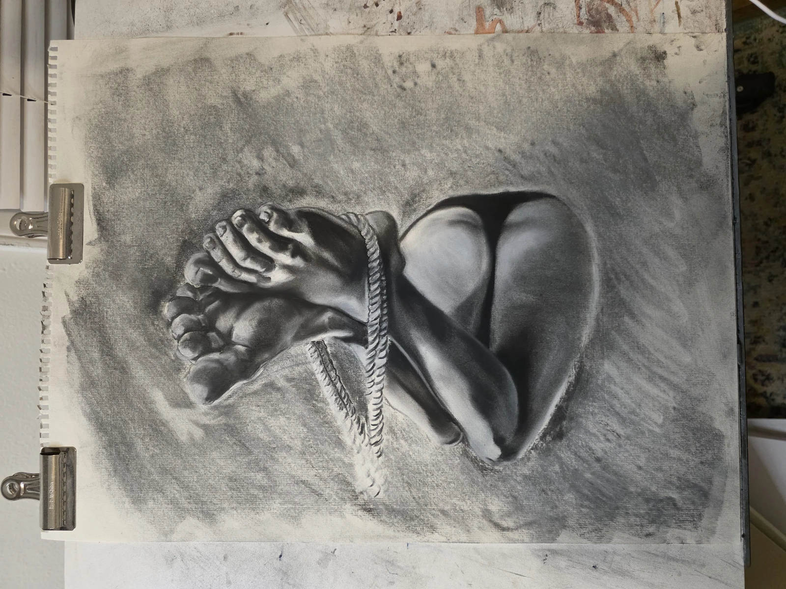 feet - charcoal - drawing a friend