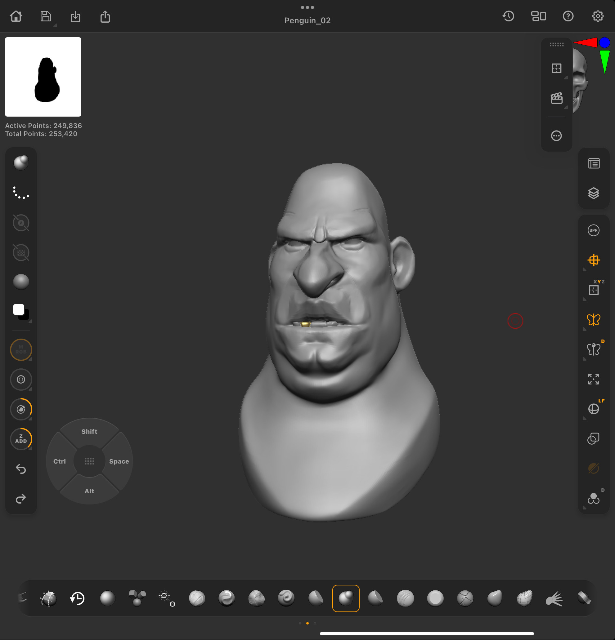 Initial Head Sculpt on zbrush for Ipad