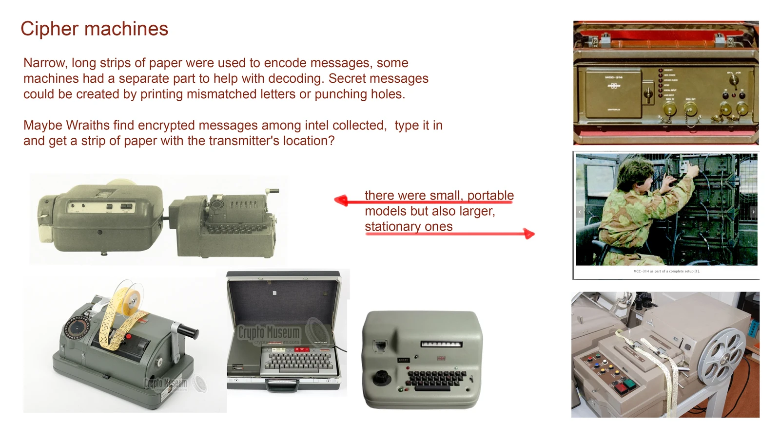 Early research into different types of cipher devices.