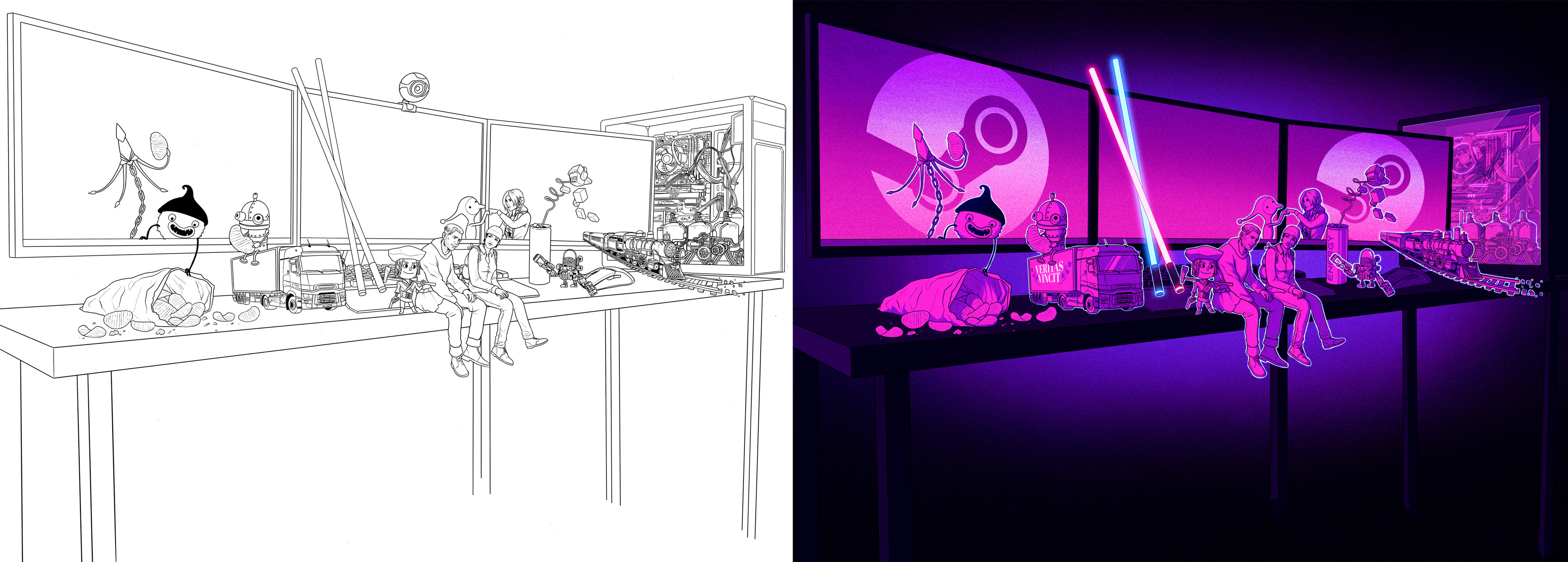 Lines &amp; fully coloured artwork