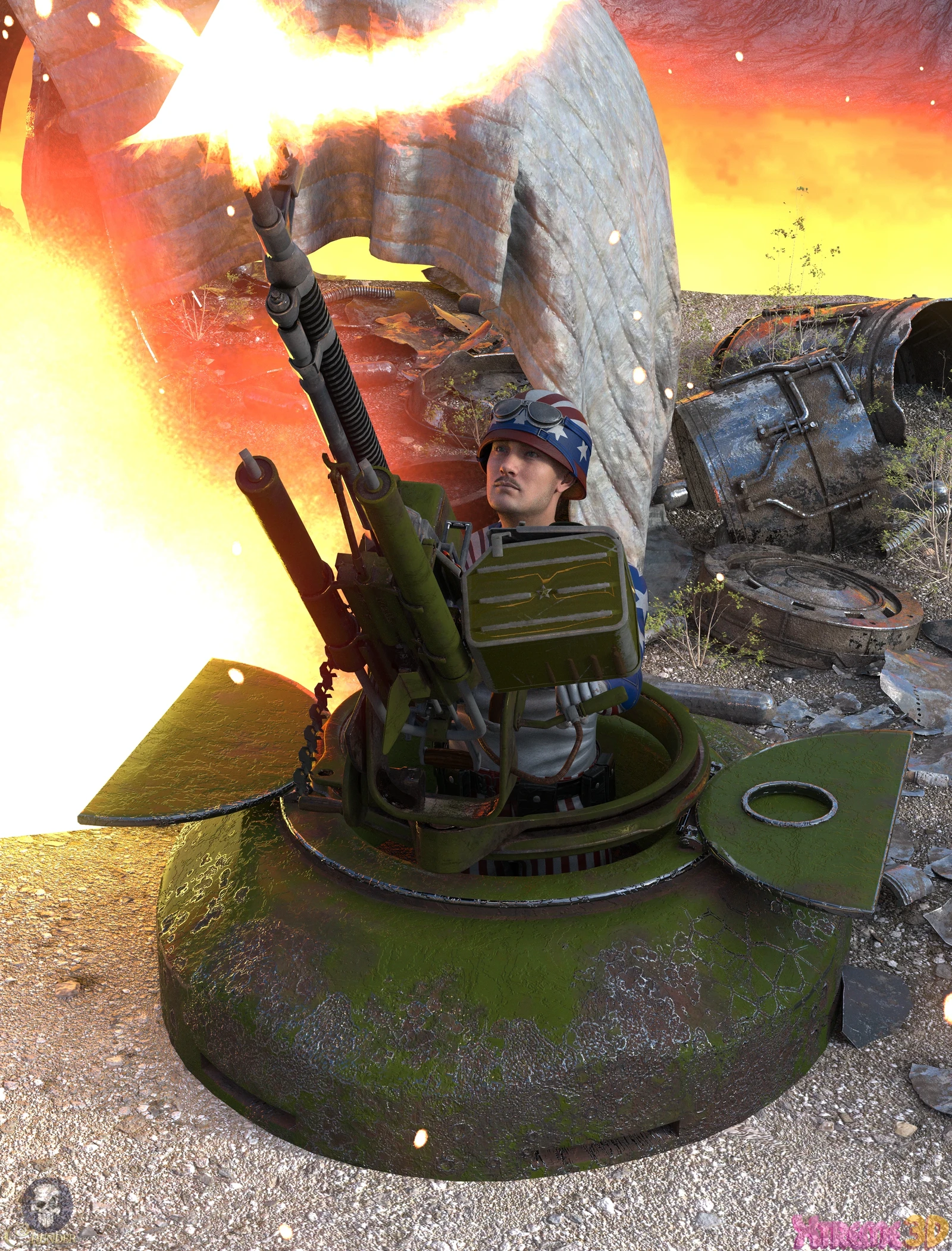 Nuclear War Tank AA Gun by Cybertenko
Art by Crender
Store Daz 3D