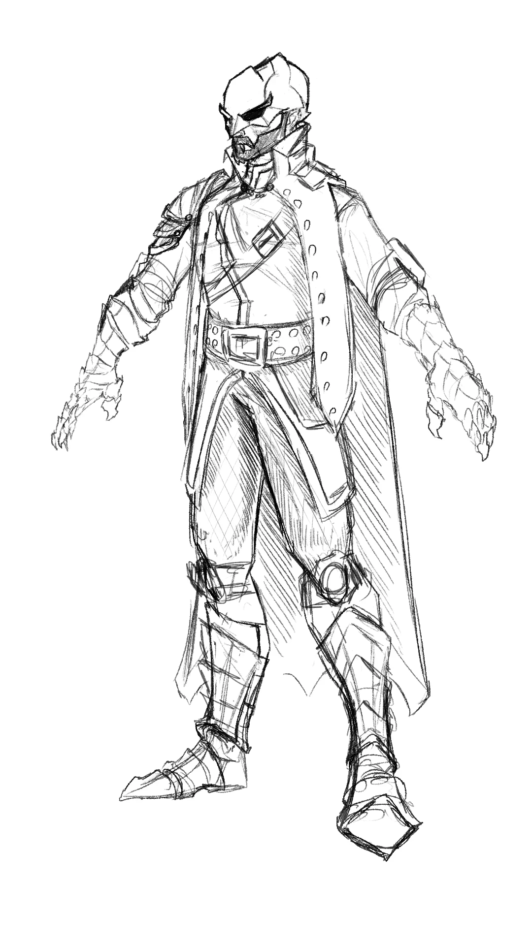 Original final concept. I like to get the idea down and iterate creatively during the process. I wanted the character to look military, and magic. I wanted him to look cool while still looking practical and formal