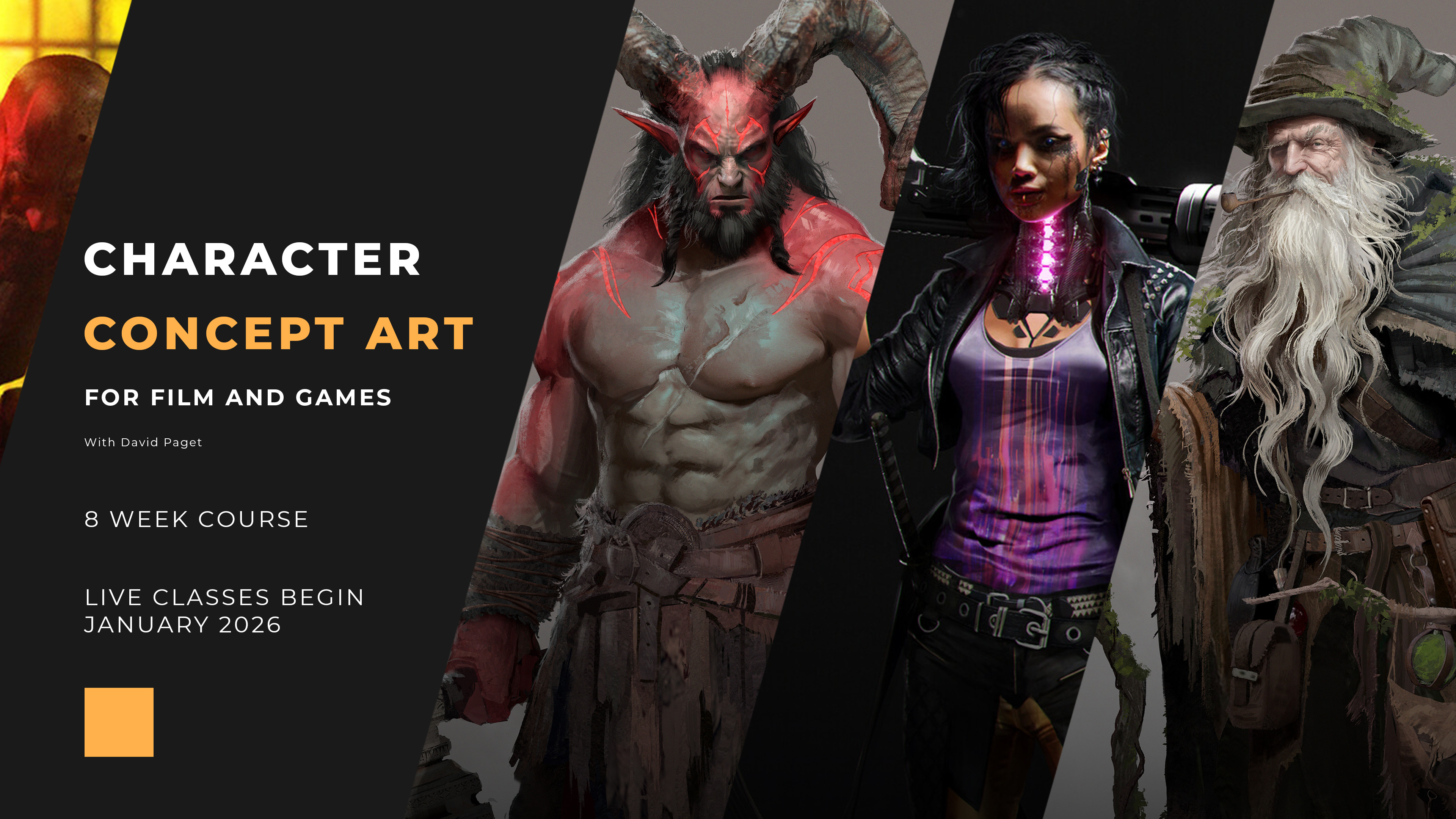 Full course details available on my post, here: https://www.artstation.com/blogs/davepaget/OVymX/character-concept-art-for-film-and-games-now-available