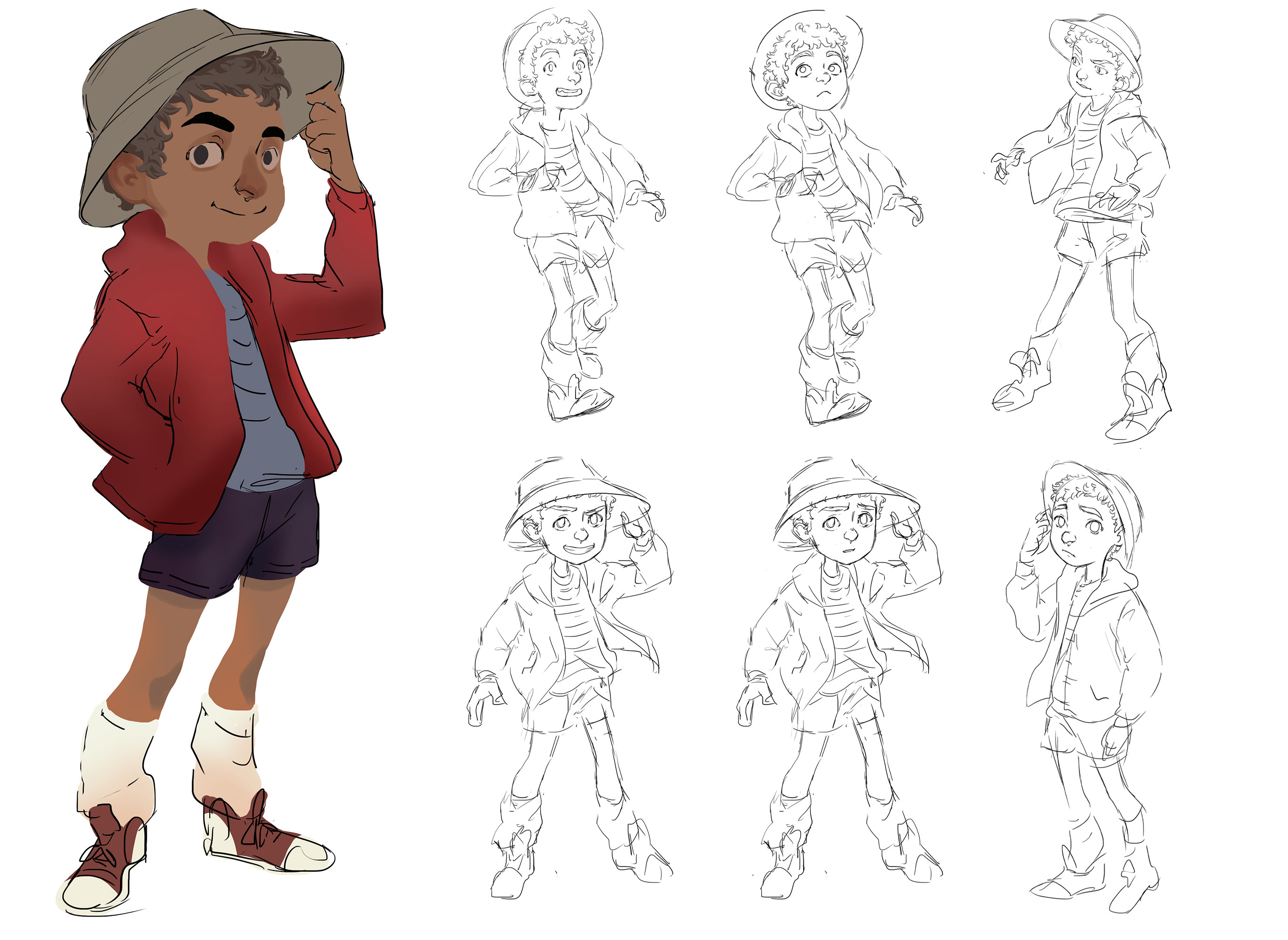 Marco's first sketches, getting the feel of his personality.