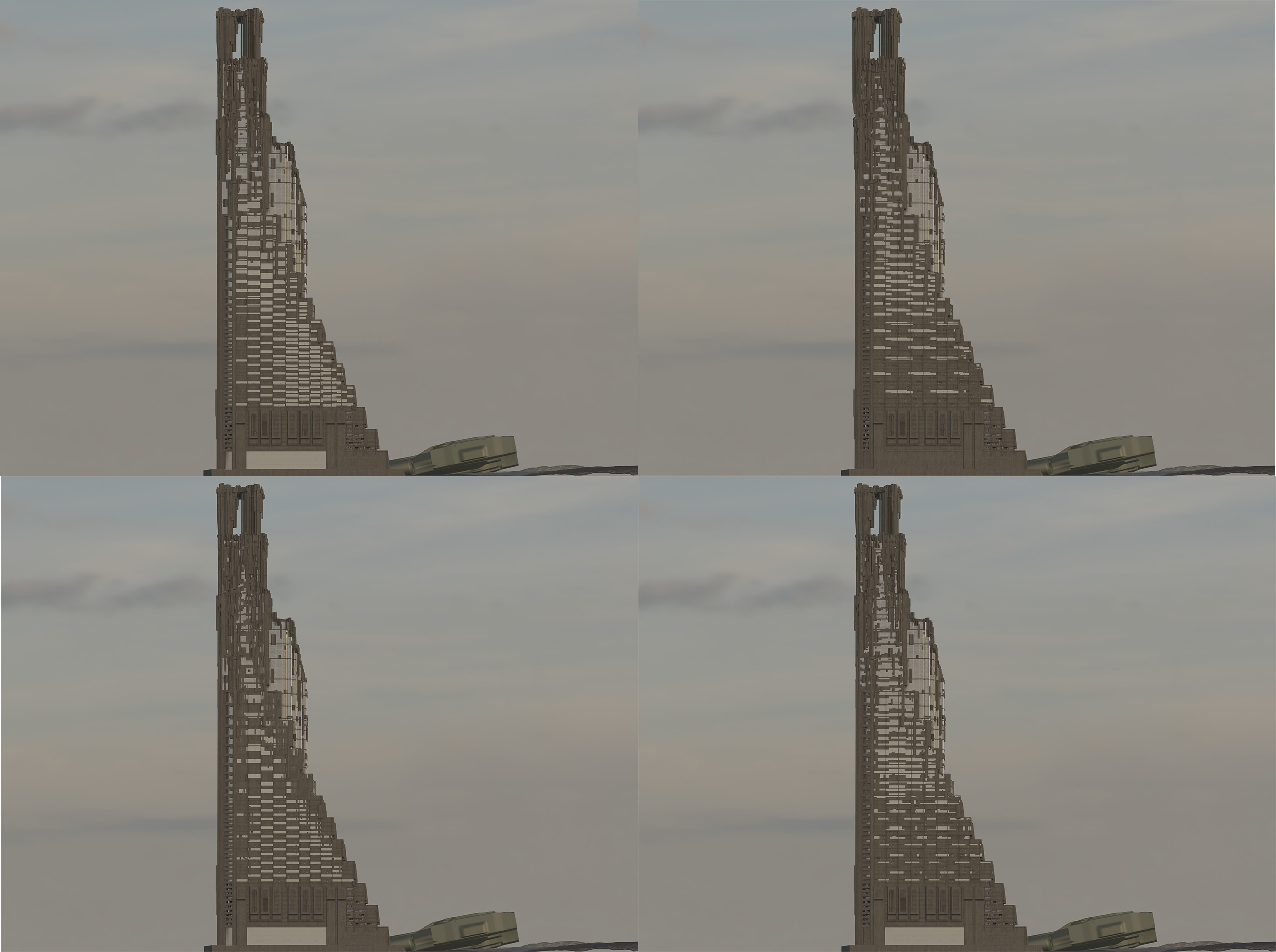 A few options for the side facade pattern of glass and concrete