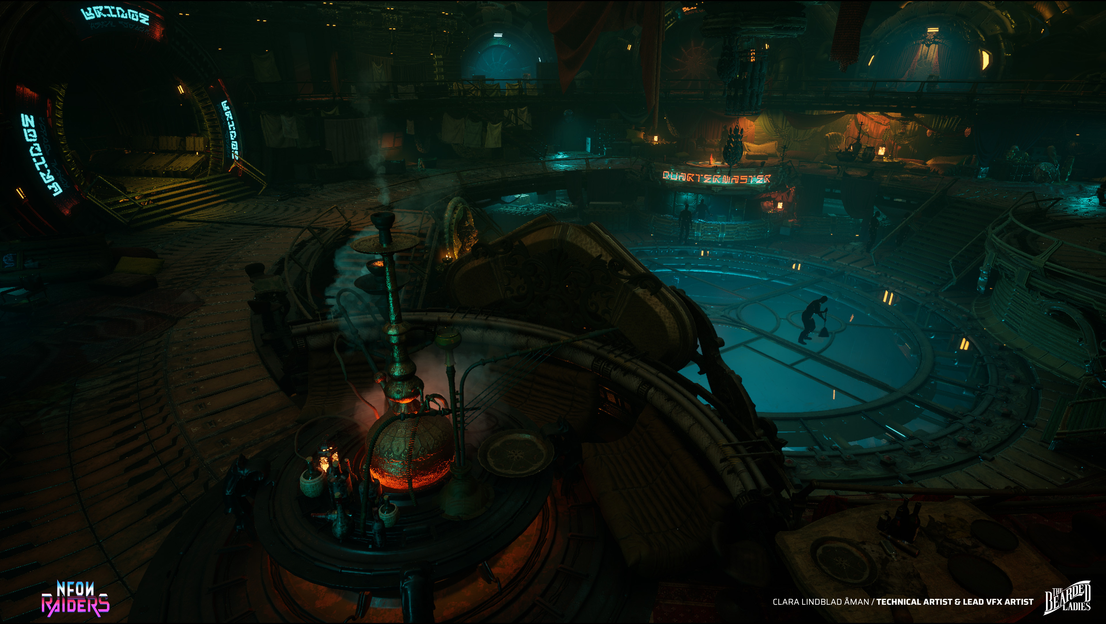 Shaders and effect work throughout the world of Neon Raiders.