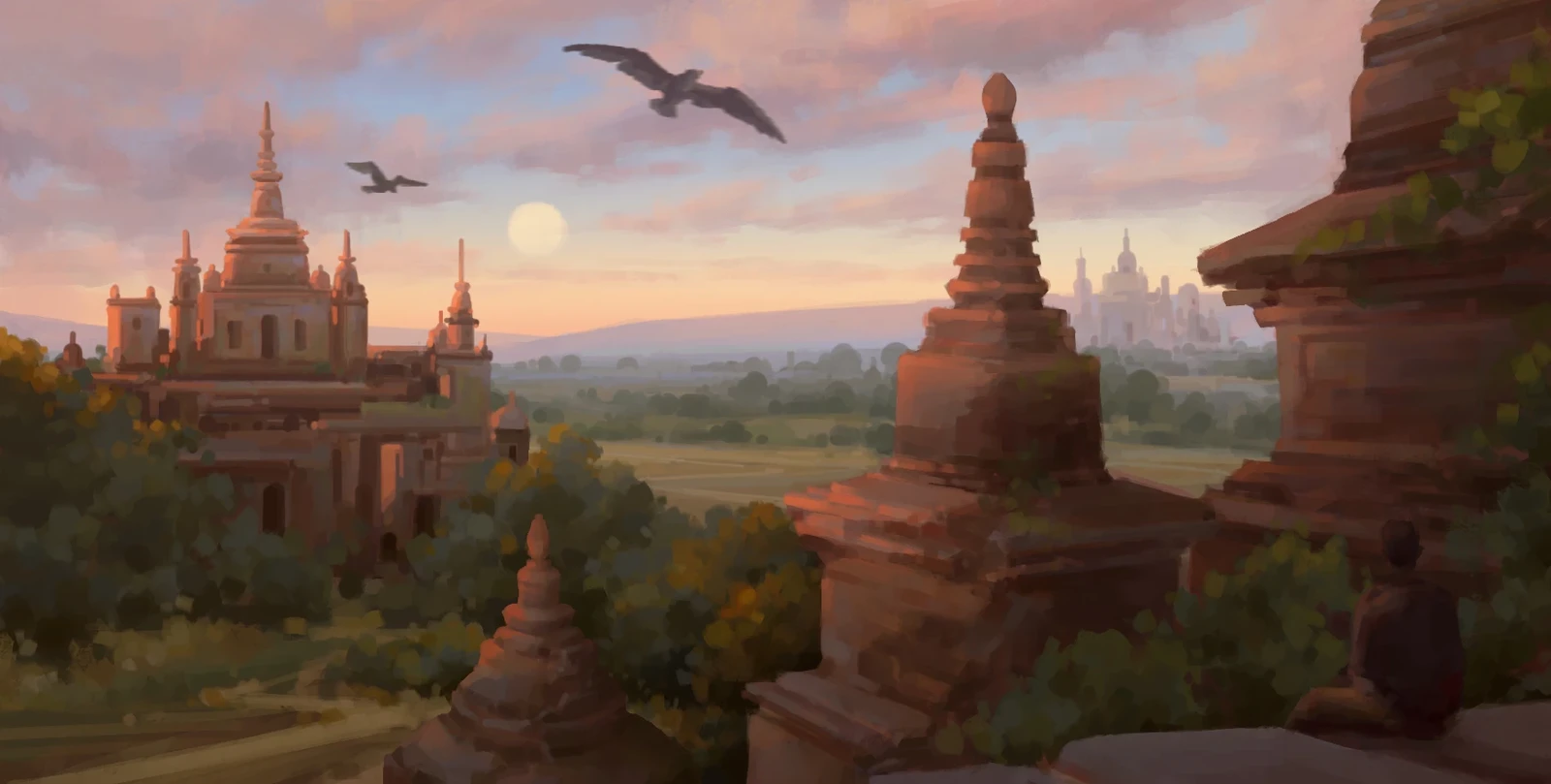 Angkor Wat inspired Stylized Environment 2D sketch