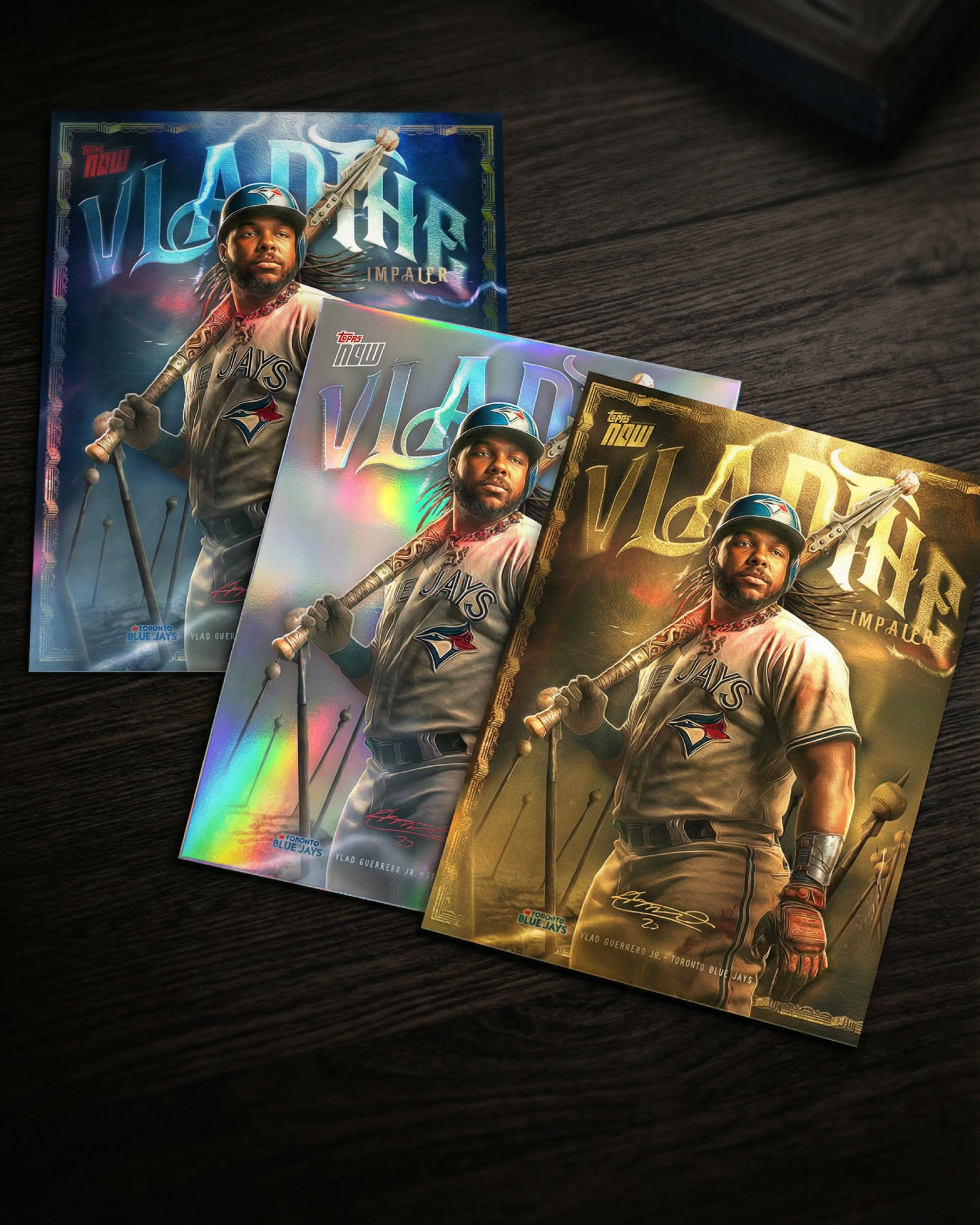 Set of alternate card variants including holofoil, gold, and collector edition finishes