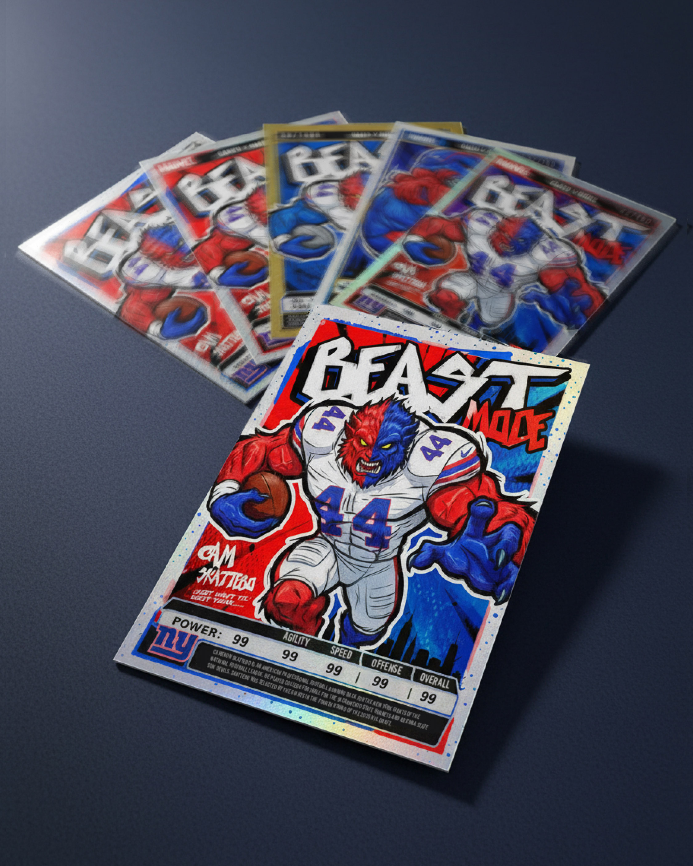 Collector card variants showcasing foil, holo, and alternate color treatments.