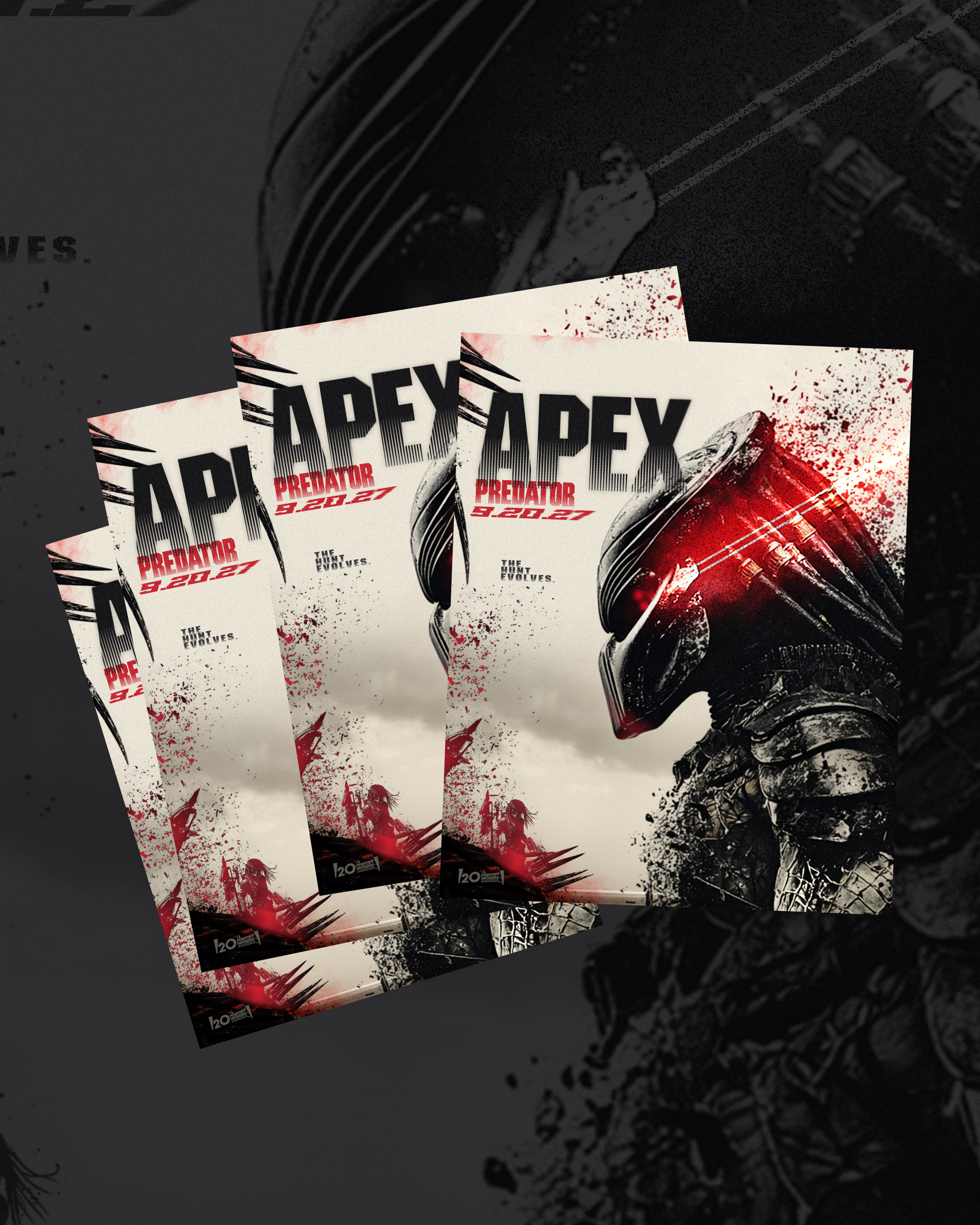 Stacked theatrical posters emphasizing the bold texture and typography