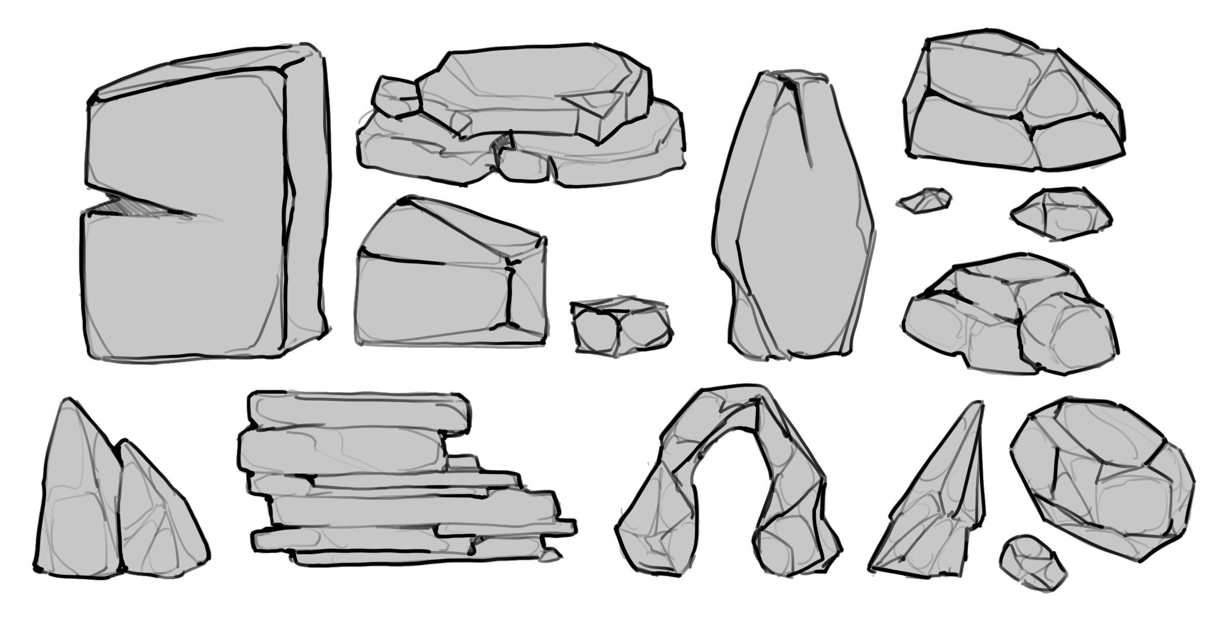 Diverse but connected rocks to be modeled.