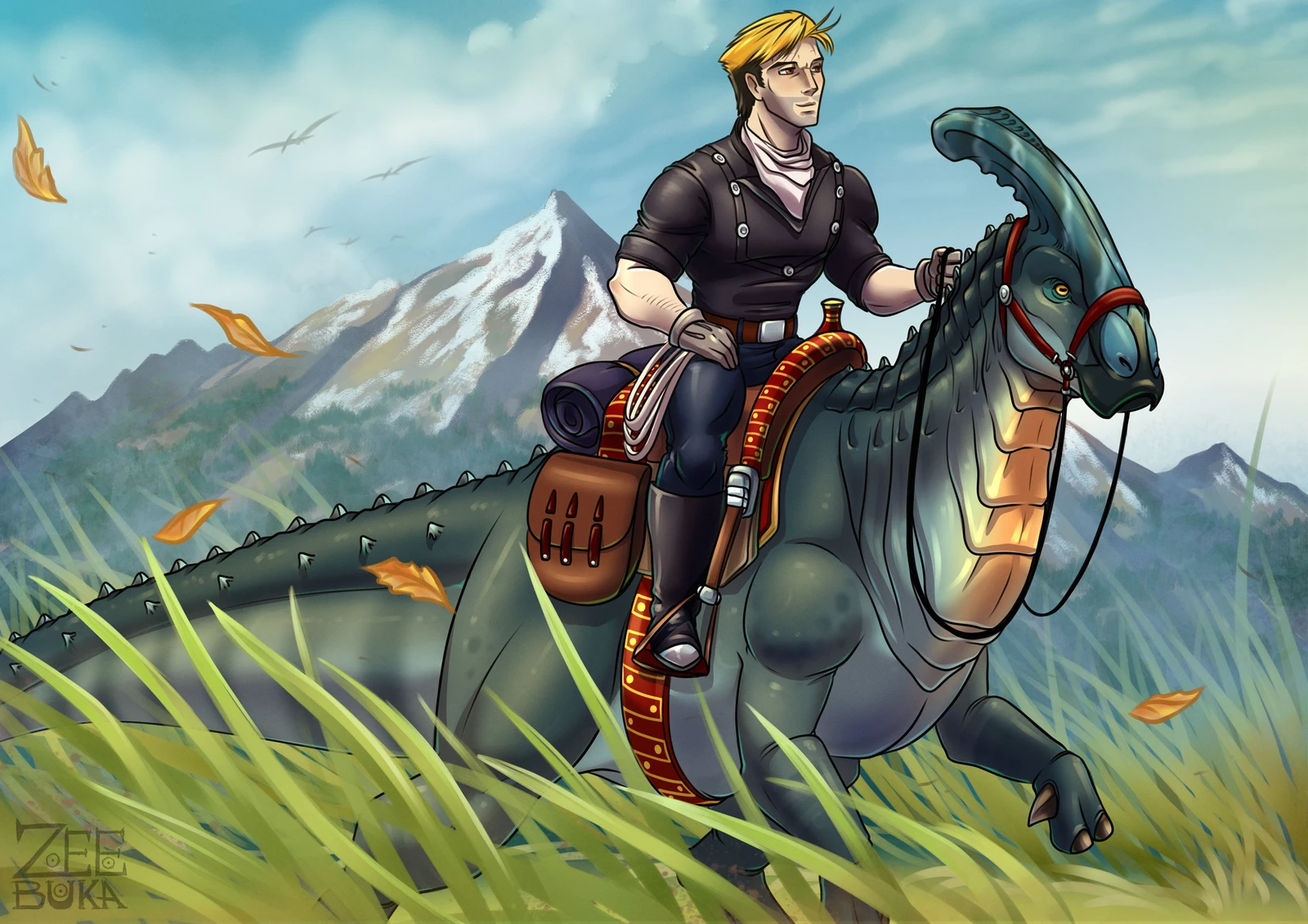 The idea was to combine two favorite themes: dinosaurs and Westerns.