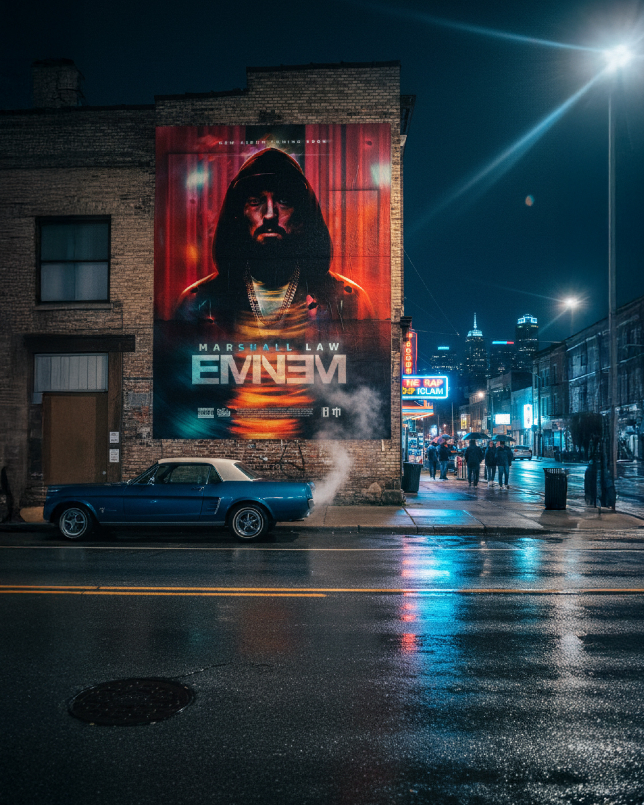 Large format wall installation demonstrating scale and visibility in a downtown streetscape