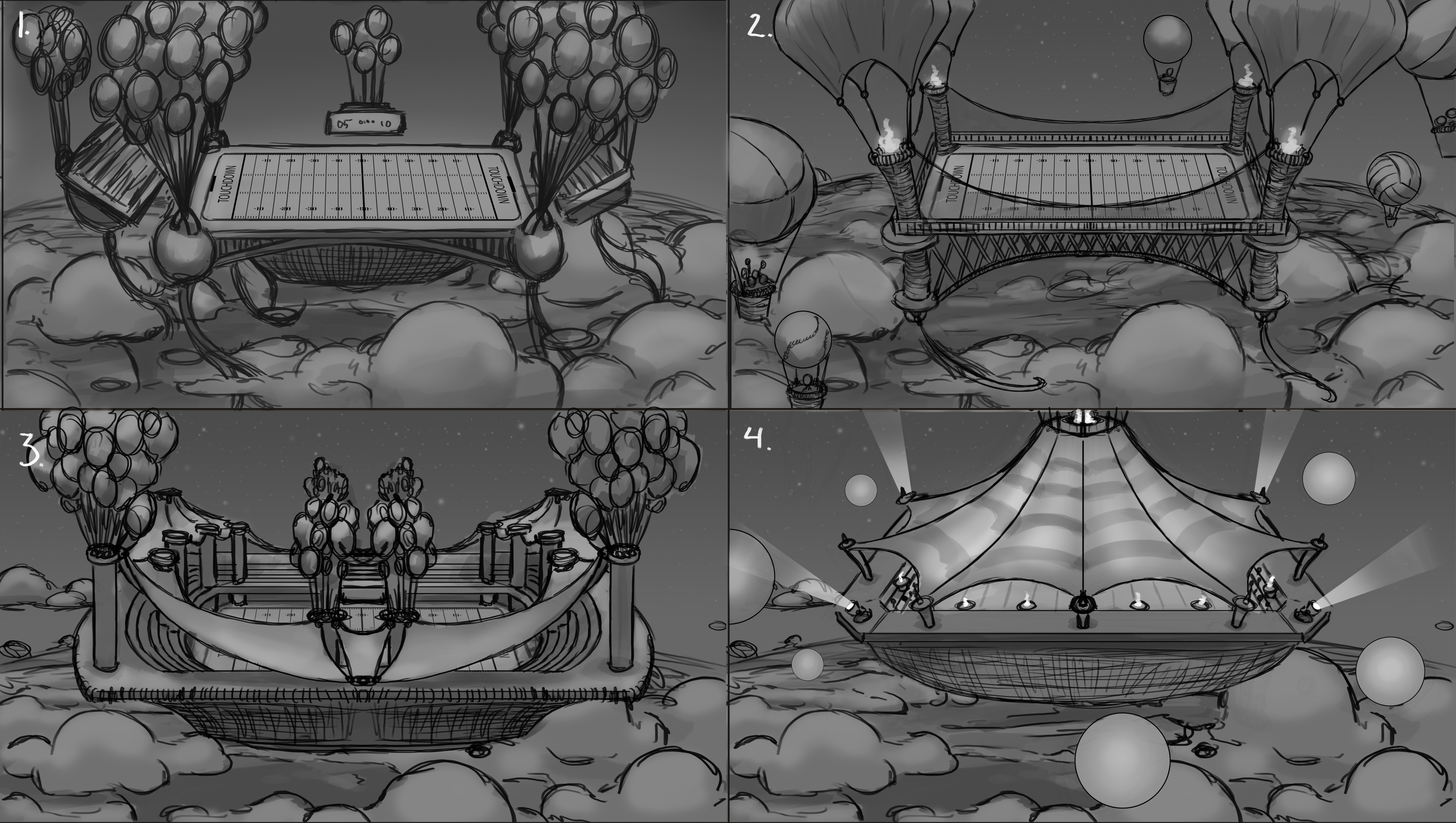 We really liked the floating field idea, so here are some more ideas along that theme. 
