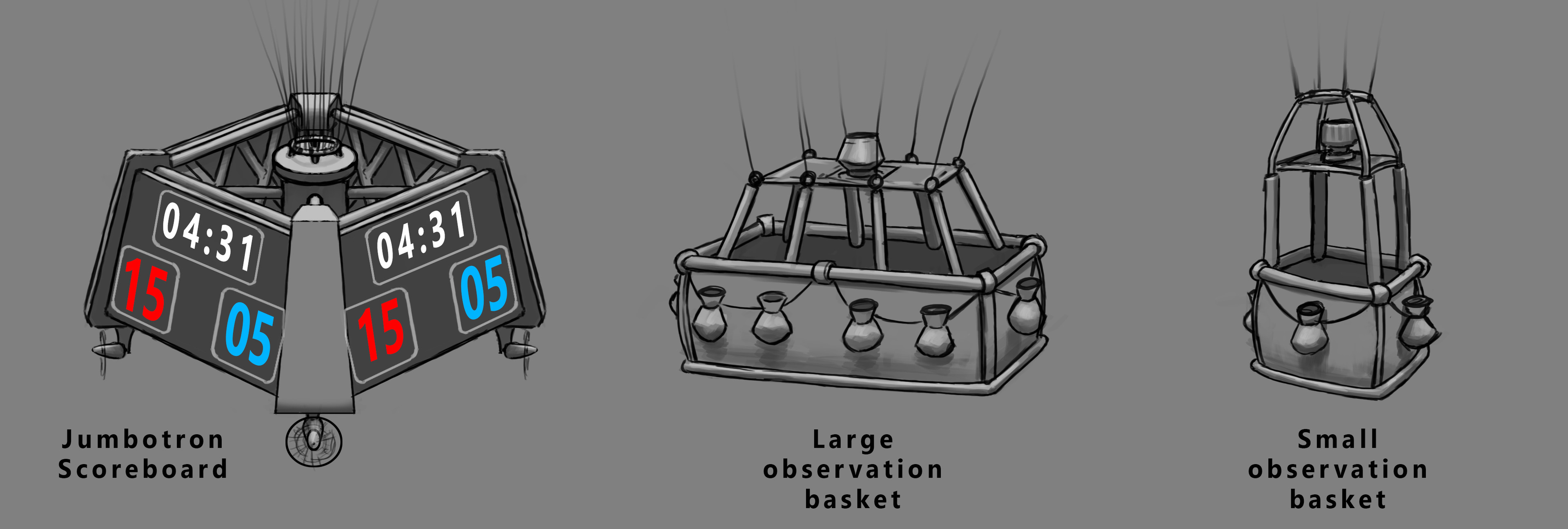 Concept of jumbotron and observer baskets. 