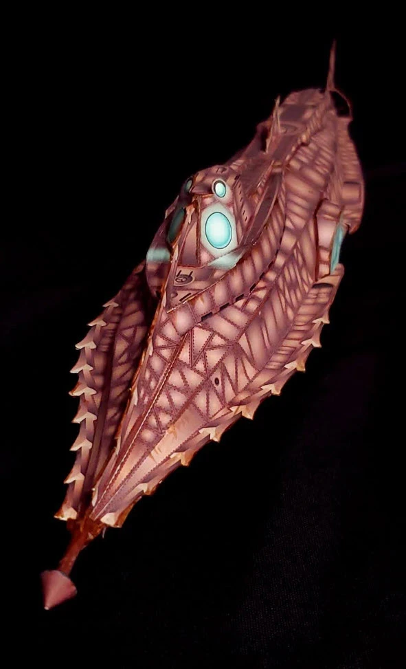 20,0000 Leagues Under the Sea - Nautilus Paper Card Model. Build by Dale Jackson. Designed by Kevin Kittle. Free Model at: https://www.disneyexperience.com/activities/models/20klus_model.php?