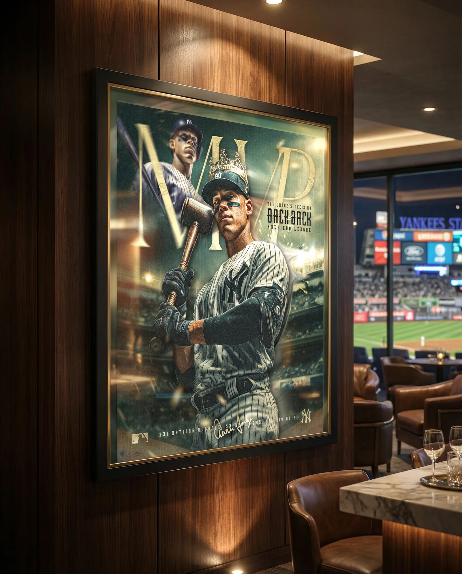 Aaron Judge MVP — Key visual + premium environmental mockups showcasing the hero artwork in real-world placements.