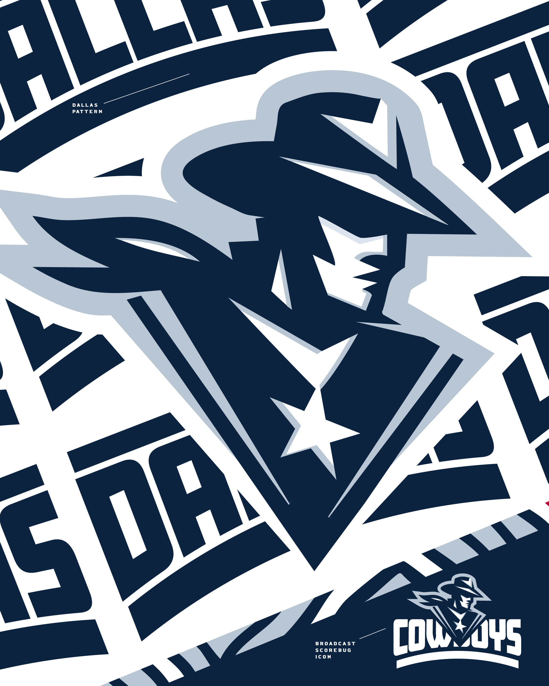 Expanded identity system featuring a repeating pattern and a clean broadcast scorebug icon