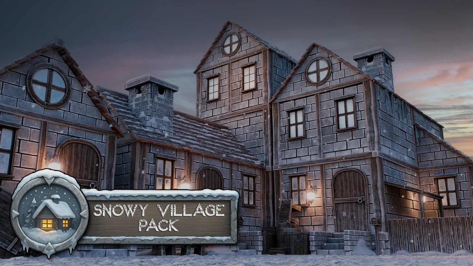 3DT Snowy Village Modular Pack for Blender &amp; Game Design