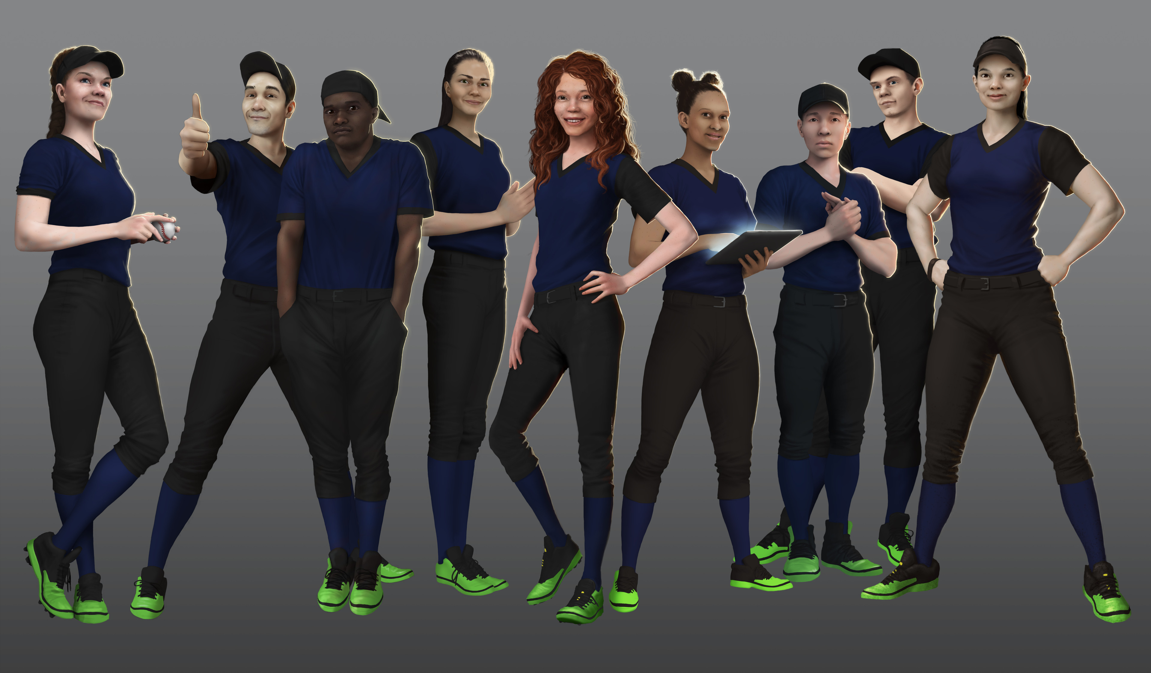 Team member illustrations I was given facial reference but the rest is from scratch. 