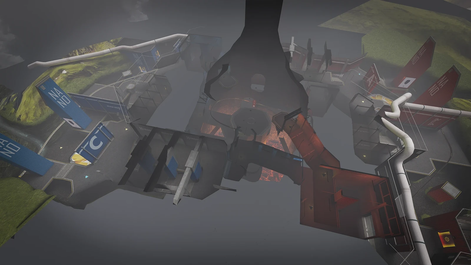 The map has three capture points that are close together to fit the fast paced gameplay of Hyper Dash. There are enough corridors between the three points to ensure good rotation and prevent bottlenecks, but not too many so the map doesn't feel empty.