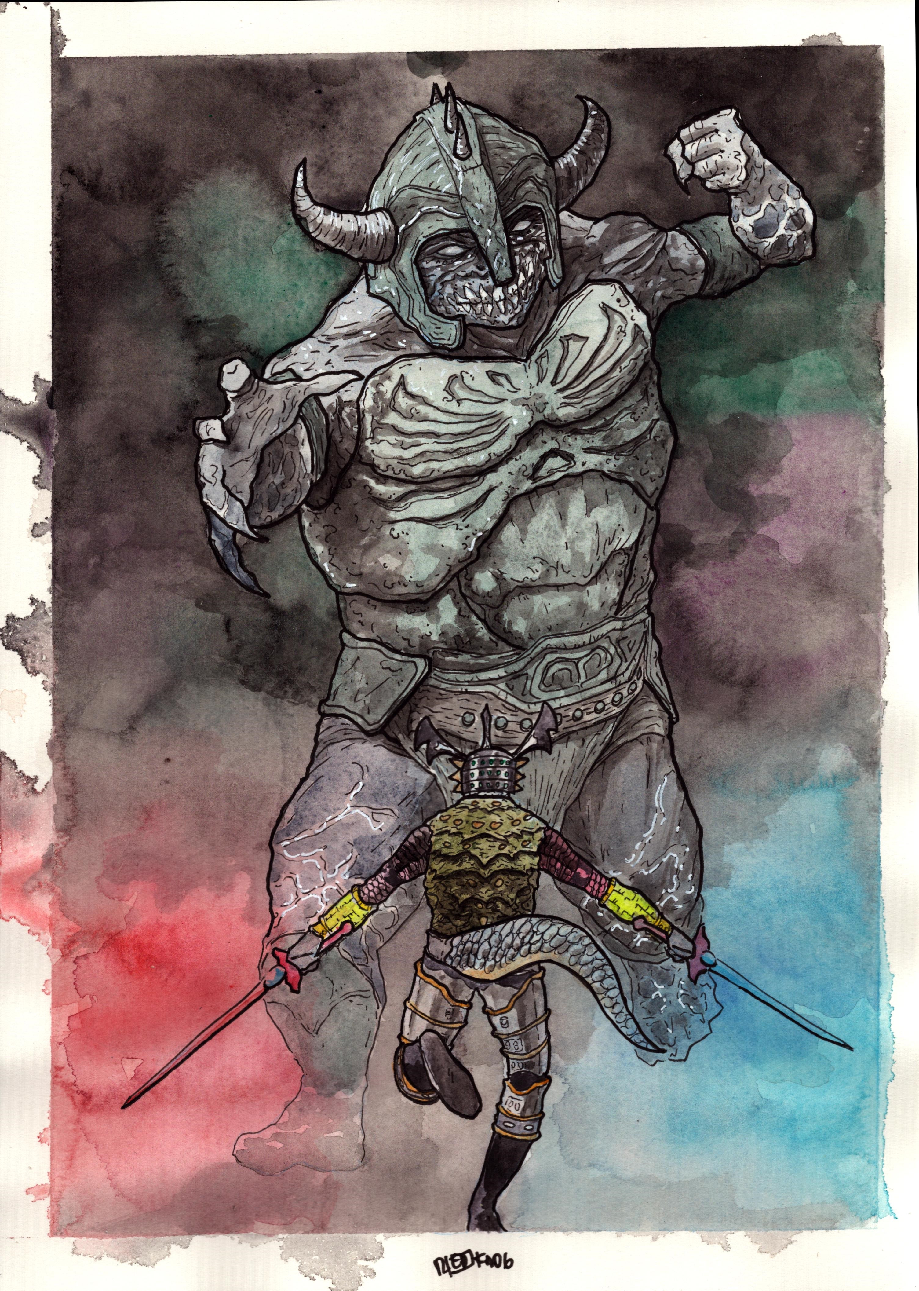 Gouache and ink on paper.