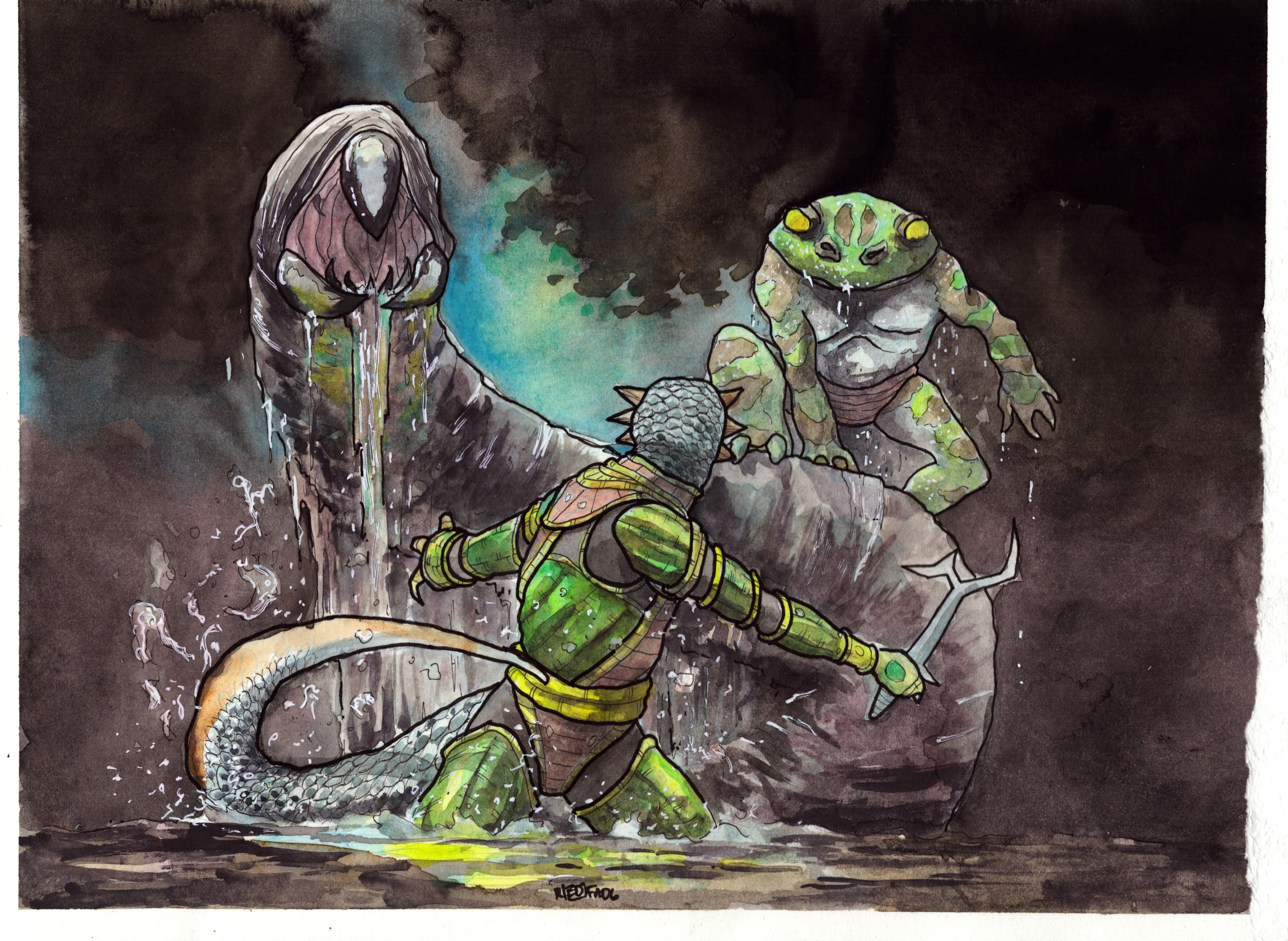 Gouache, watercolor, and ink on paper. 