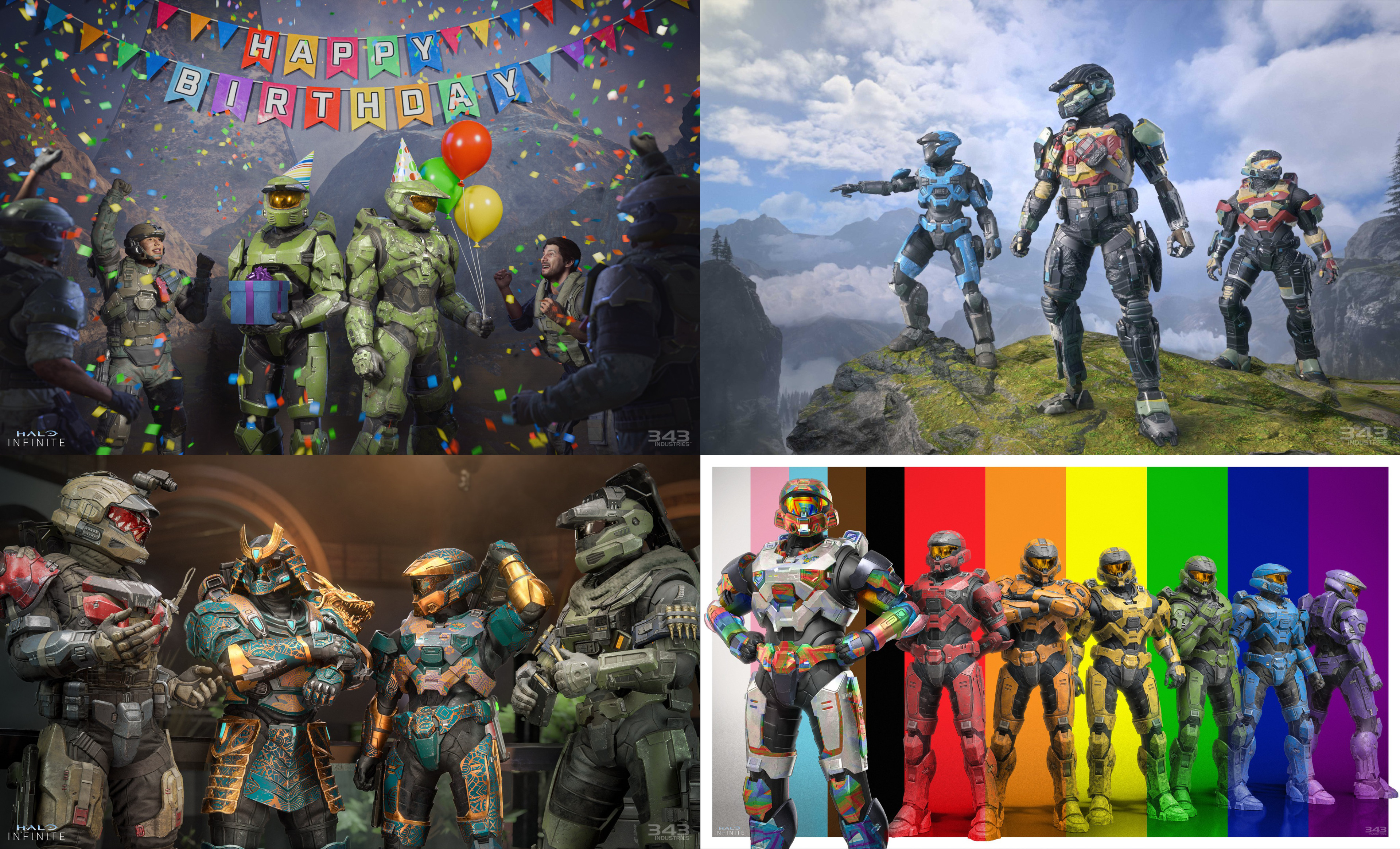Images celebrating Master Chief's birthday, Disability Pride Month, API Heritage Month, Pride Month