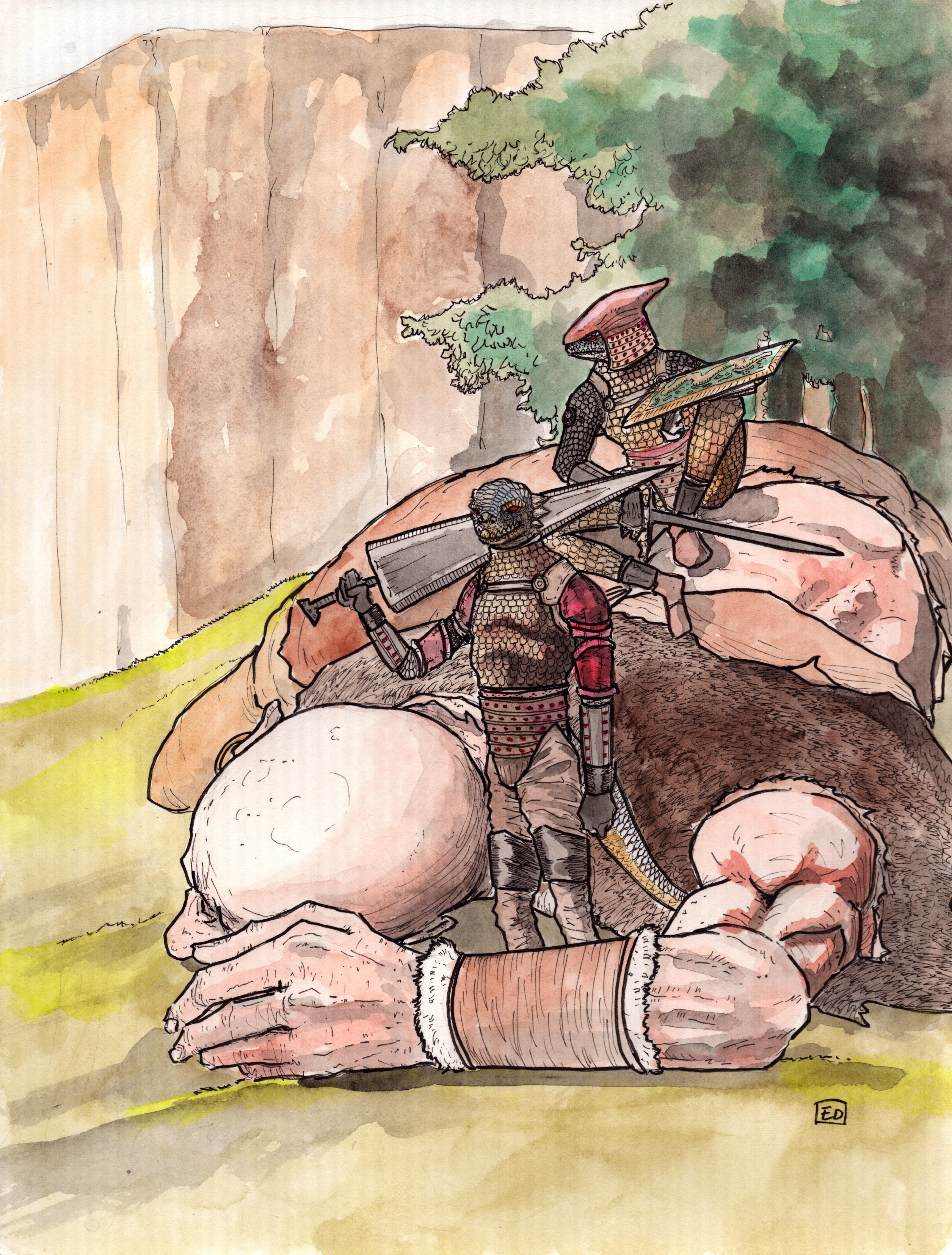 Watercolor and gouache on paper. 