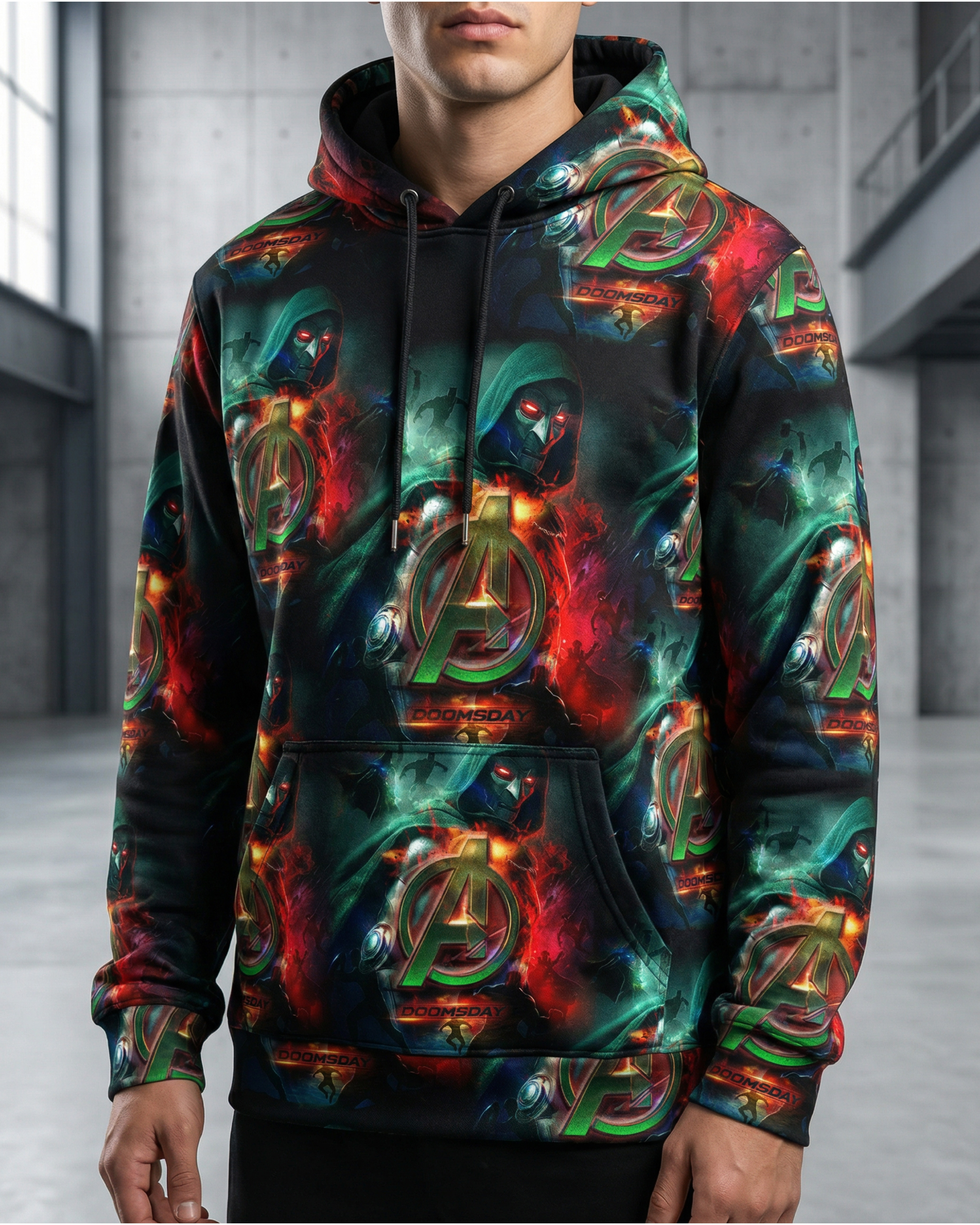 Apparel application exploring how the key art adapts to wearable formats without losing impact.