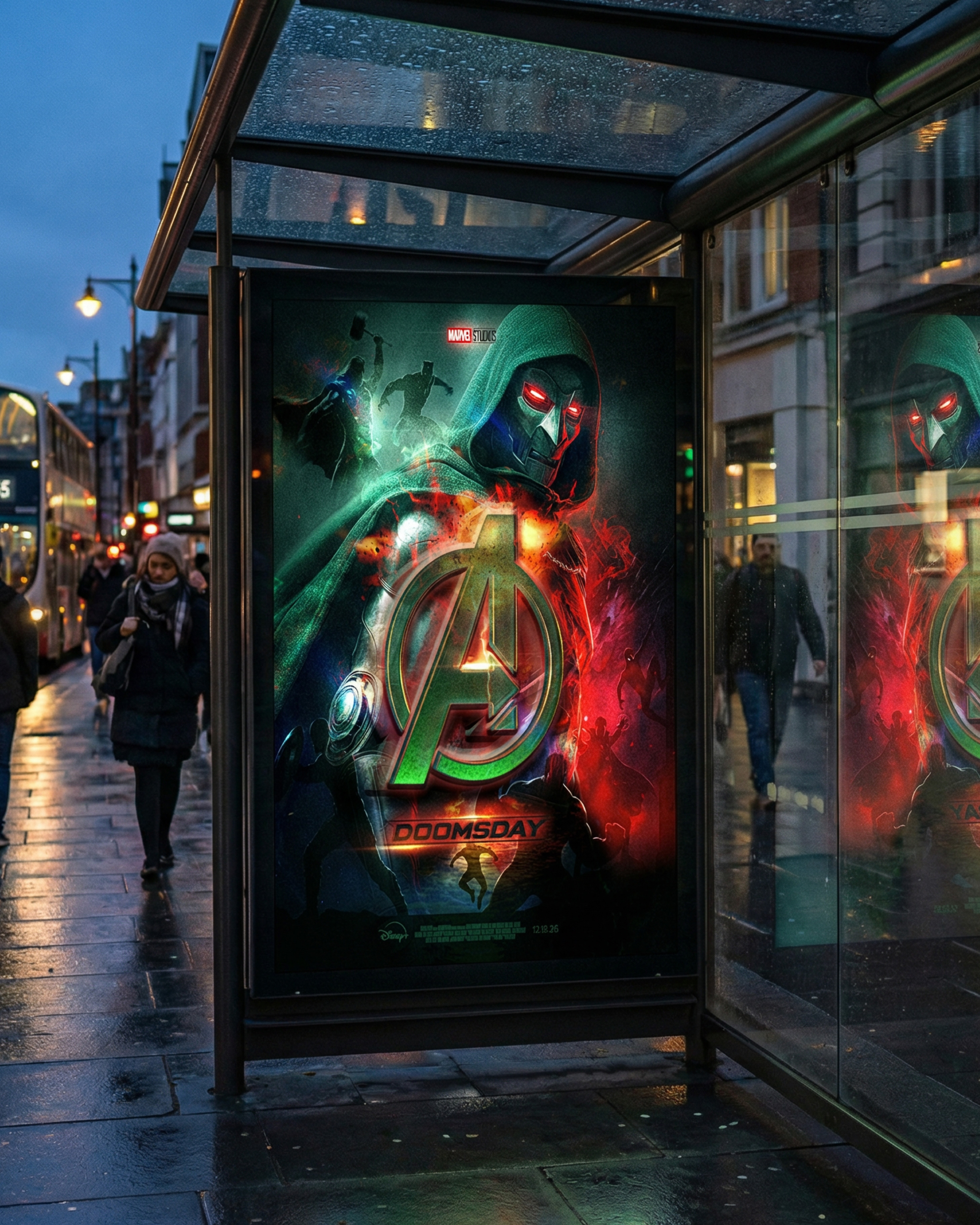 Street-level installation concept emphasizing lighting, mood, and urban context.