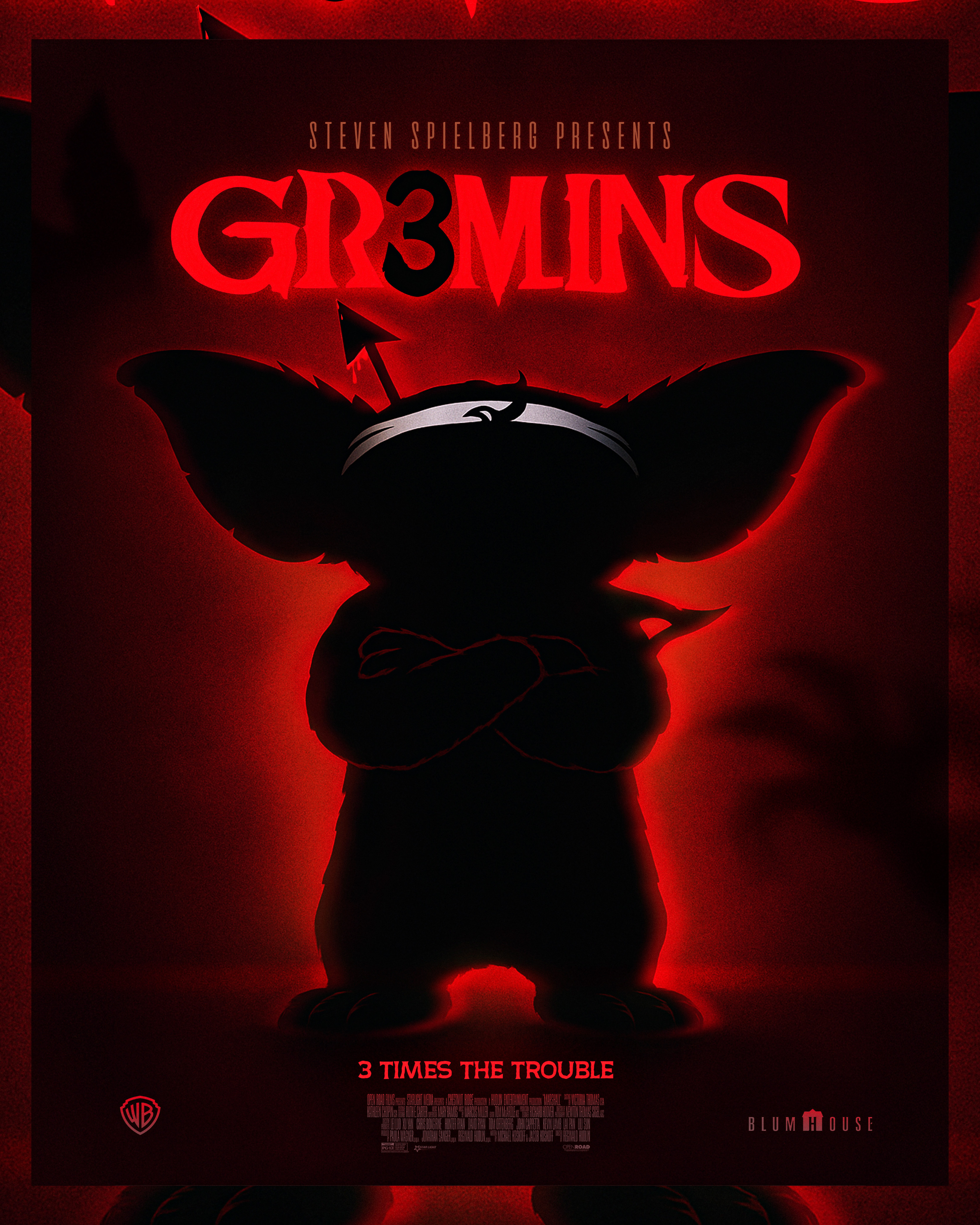 Primary cinematic key art exploring a darker tone for a modern Gremlins reboot.