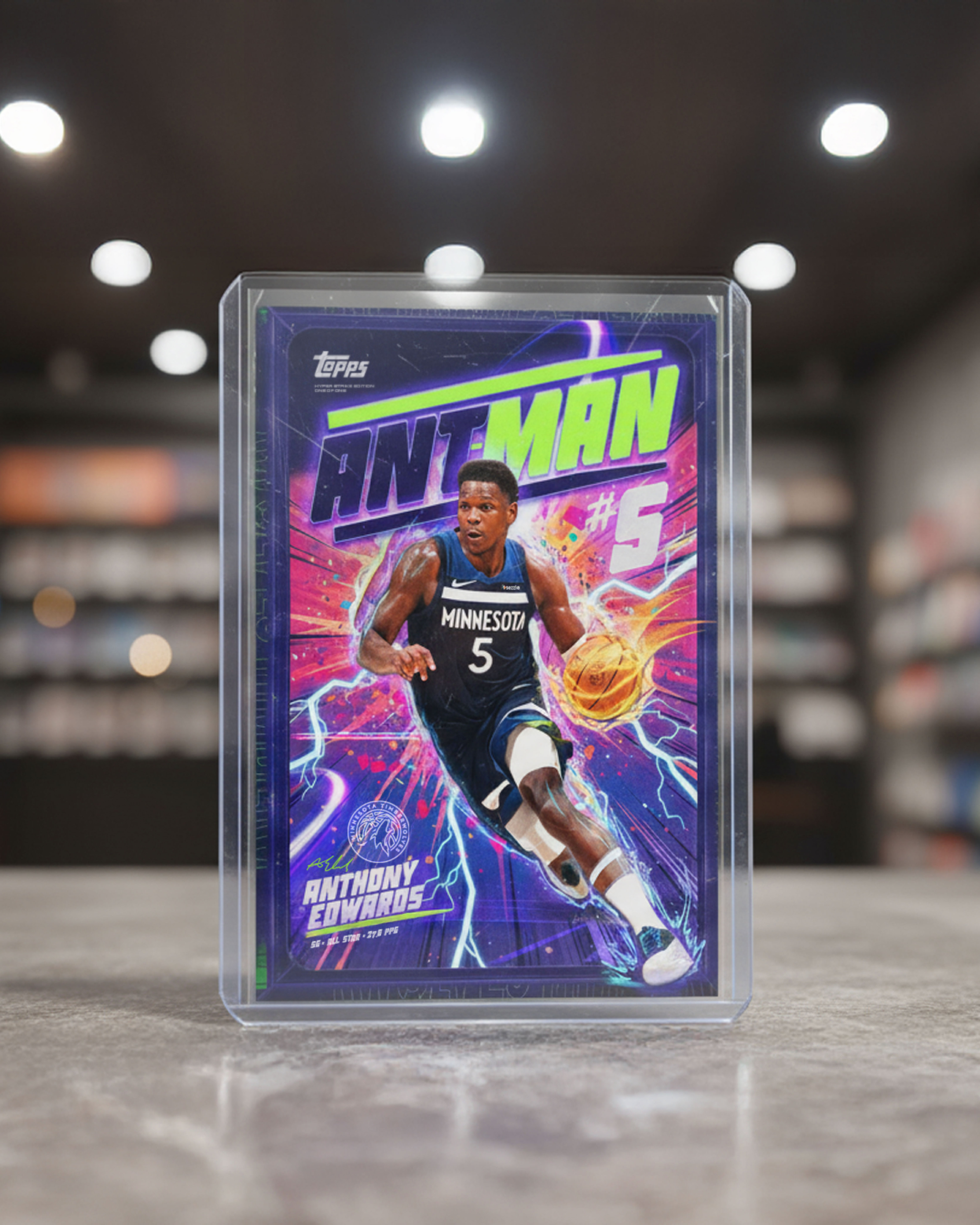 Real-world trading card mockup showcasing scale, depth, and premium presentation.