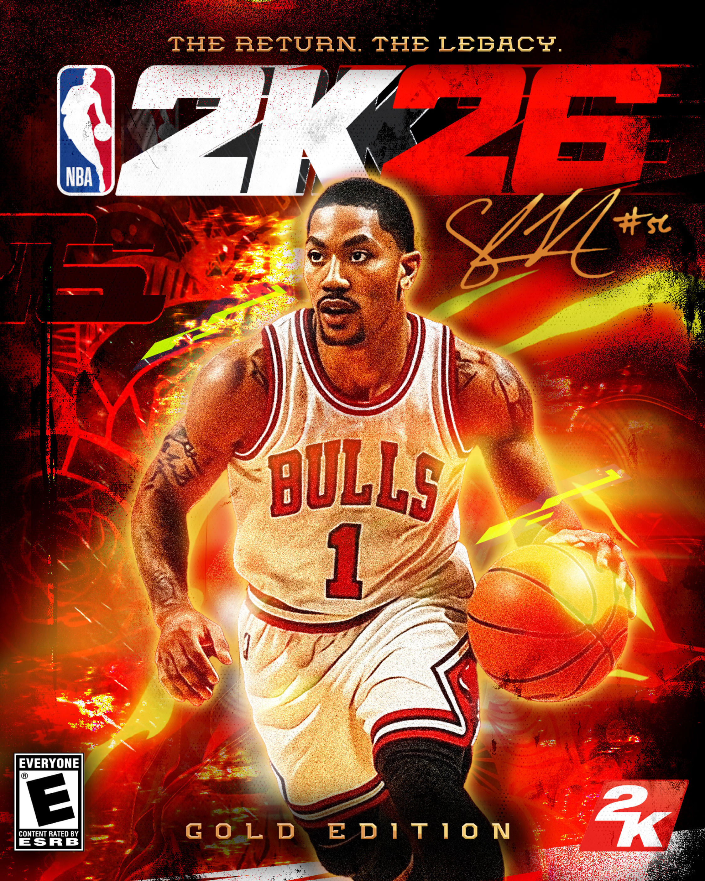 NBA 2K26 Gold Edition cover concept featuring Derrick Rose.