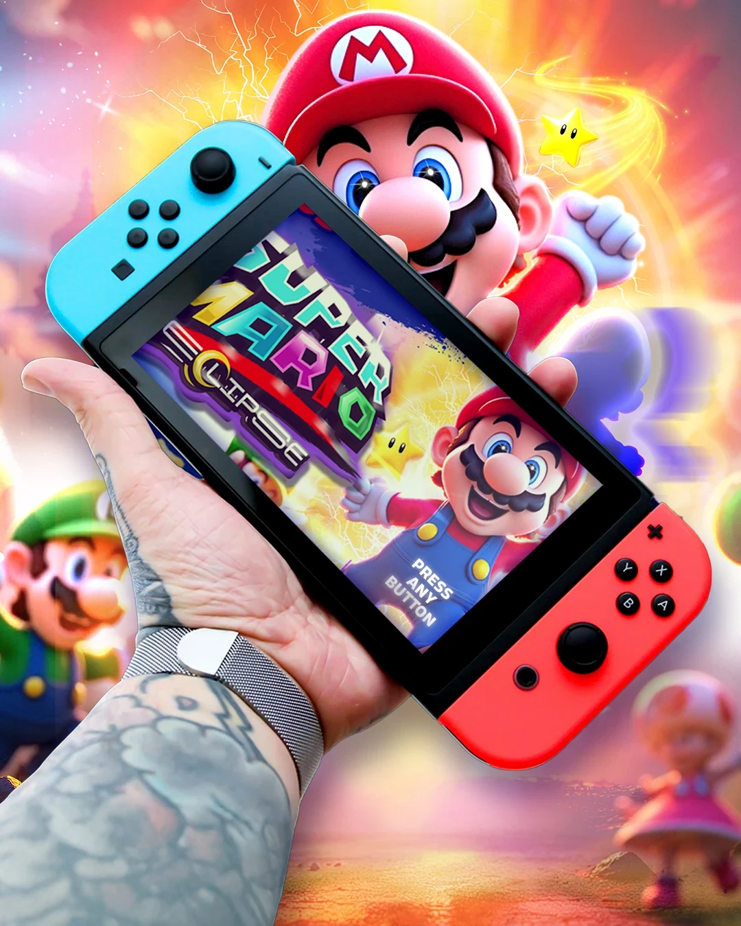 Handheld presentation concept emphasizing color vibrancy, readability, and brand presence at smaller scales.