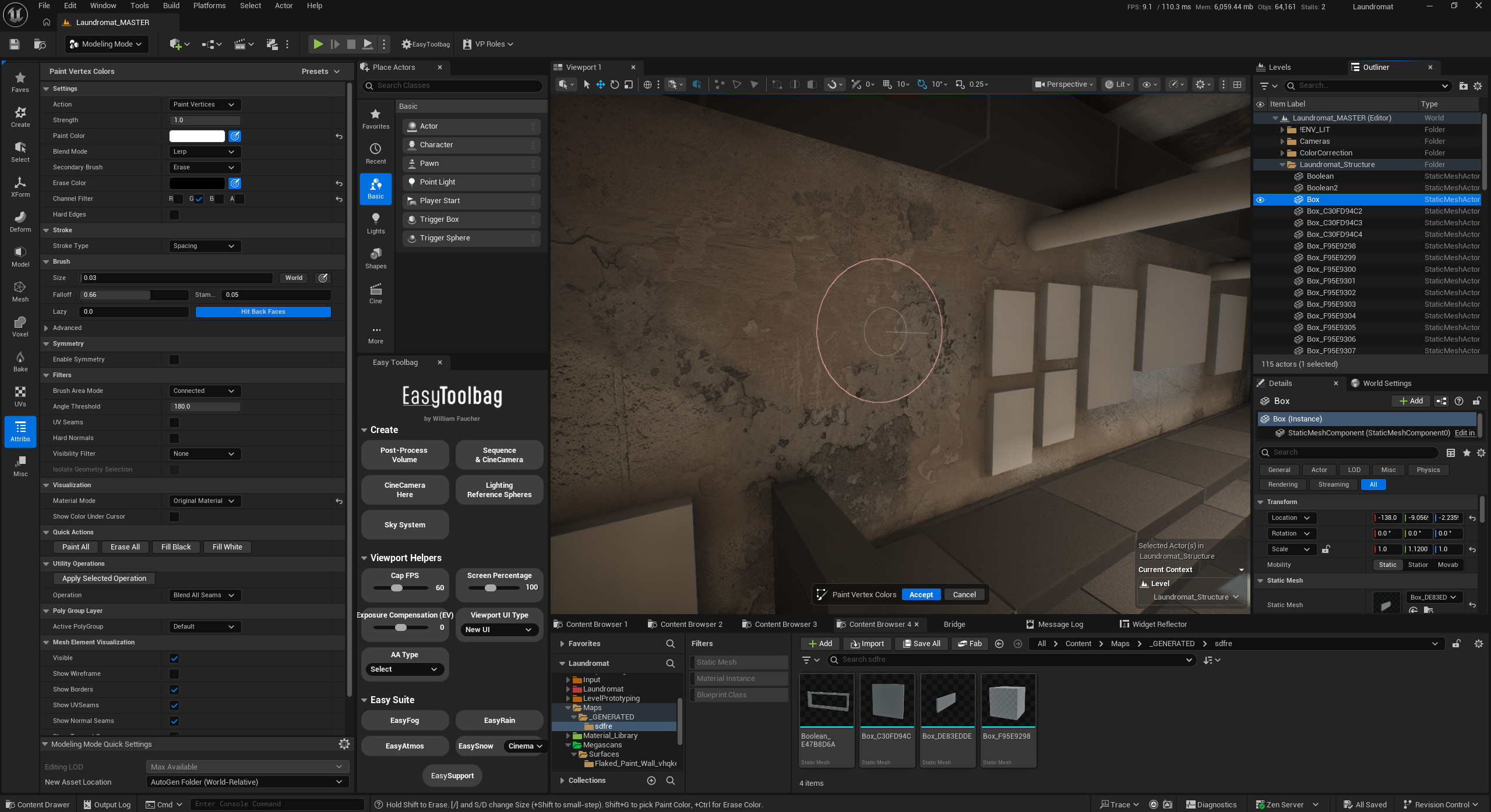 UE Editor View (Vertex Painting Mode)