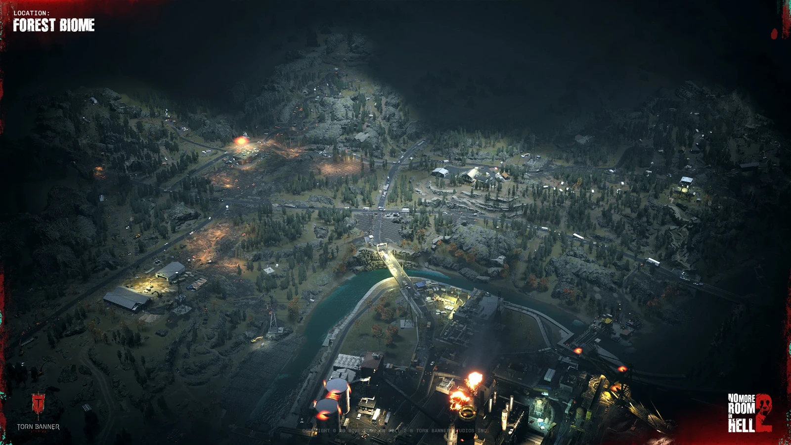 High-level overview of the Forest Biome, showing POI distribution, traversal flow, and the relationship between locations and the Power Plant.