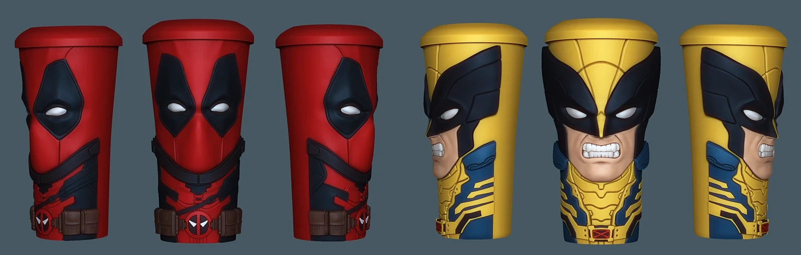 Deadpool and Wolverine drink cups