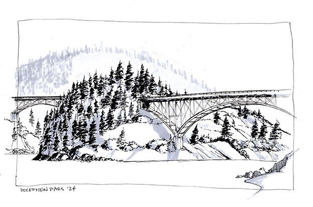 Pen and ink at Deception Pass, WA