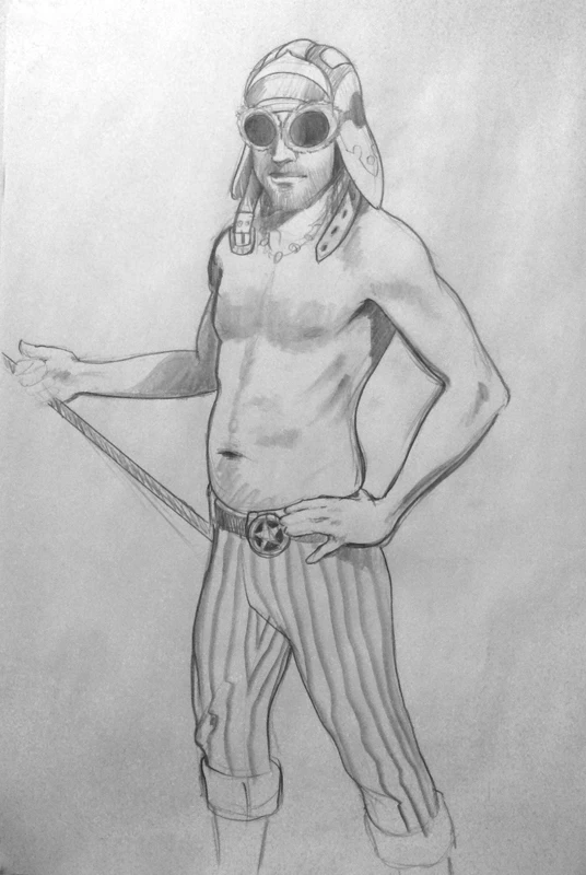 Graphite of live model on newsprint