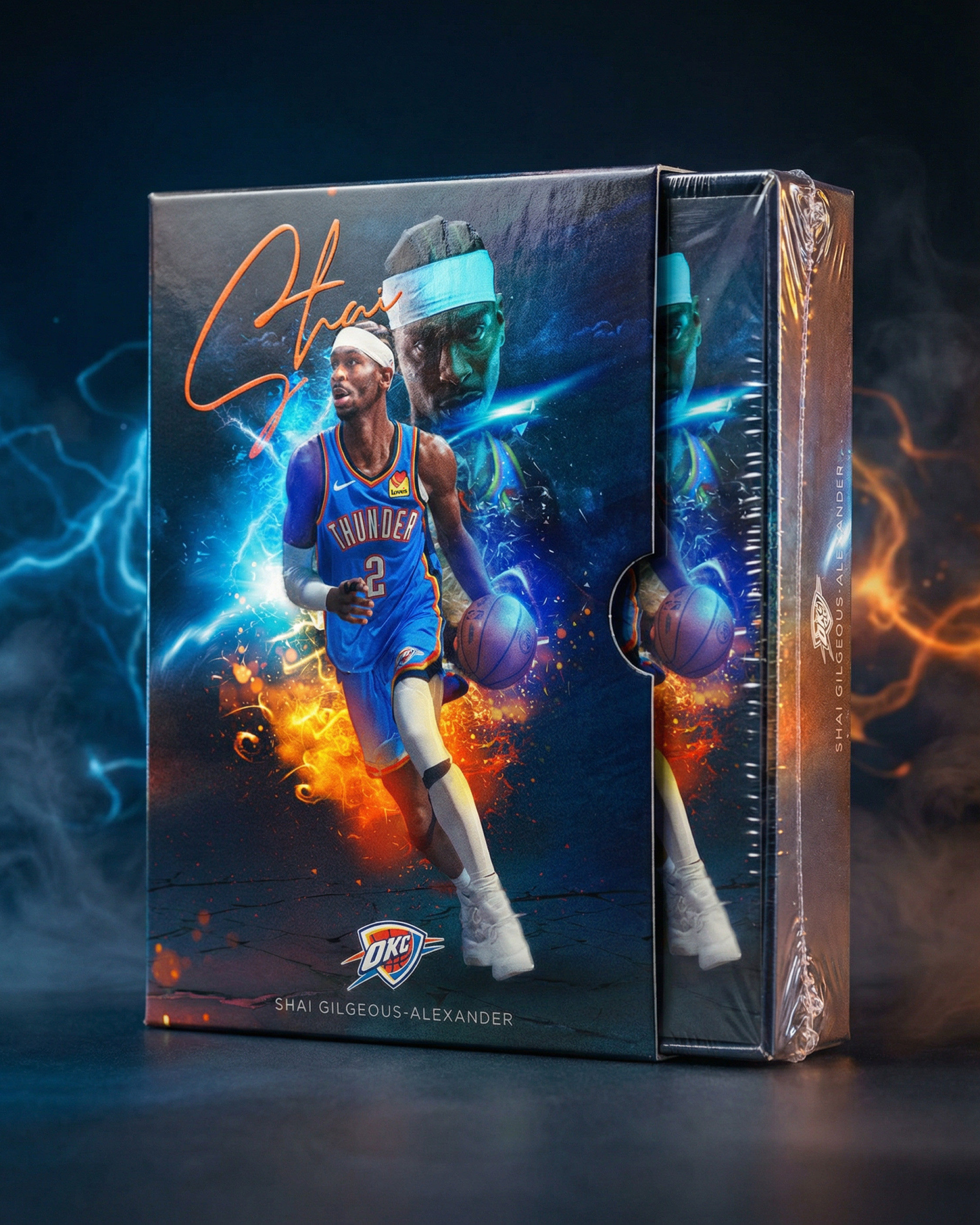Premium collector box mockup featuring the SGA card artwork.
Explores how the design could extend into full product packaging