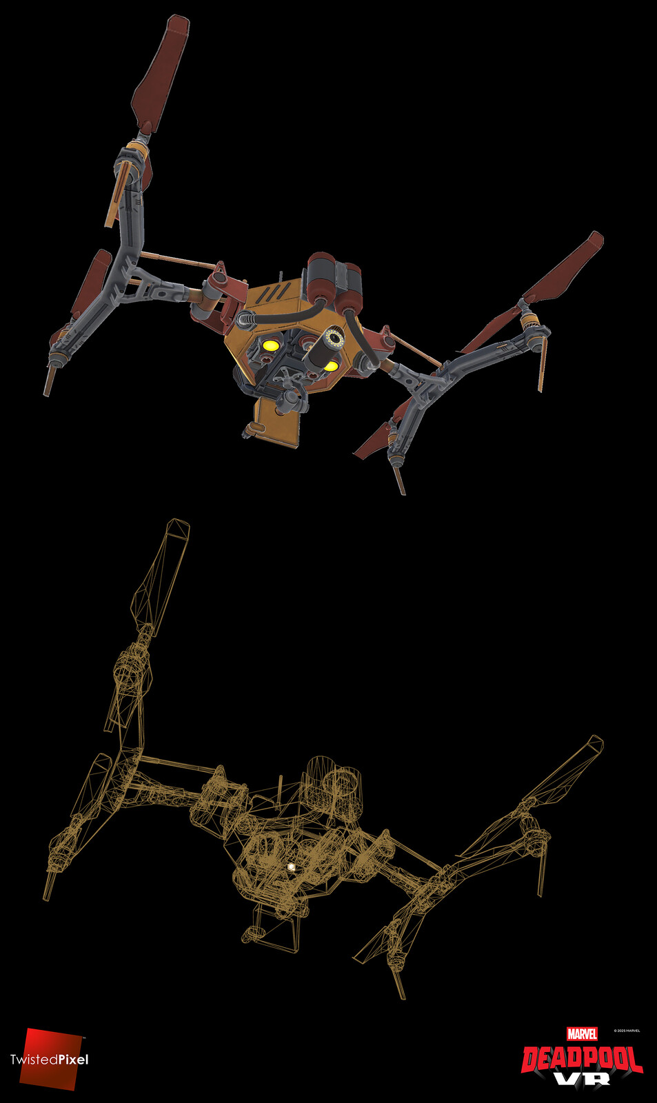 I built this Mojo drone which acts as a grapple point for the player