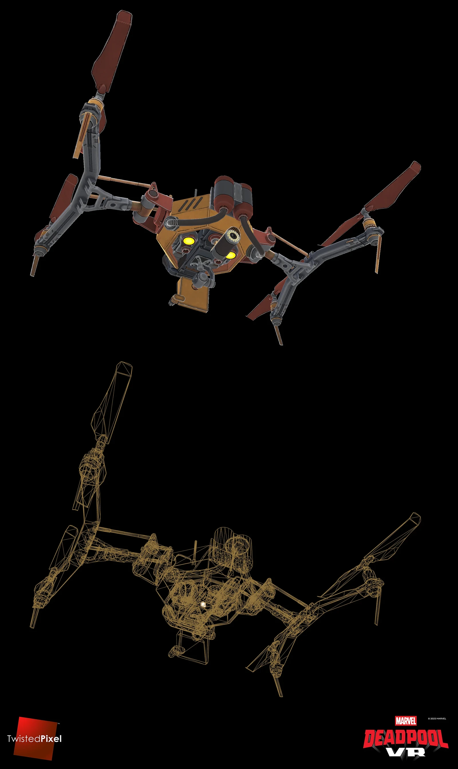 I built this Mojo drone which acts as a grapple point for the player