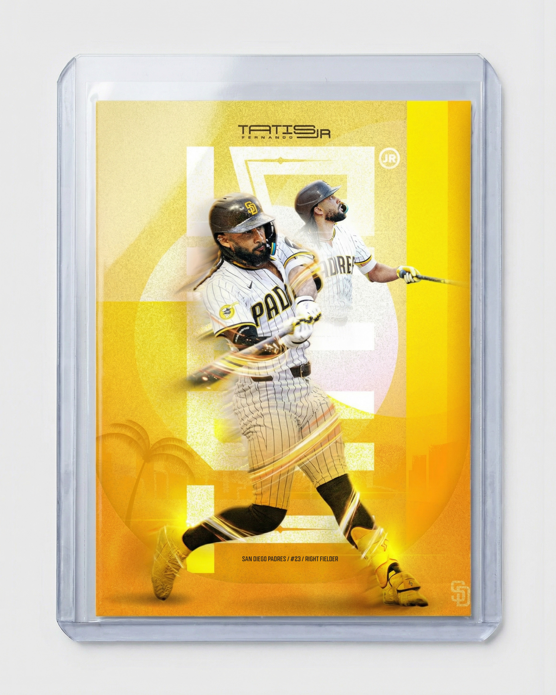 Card placed in a premium slab case to visualize real-world collectible presentation and scale