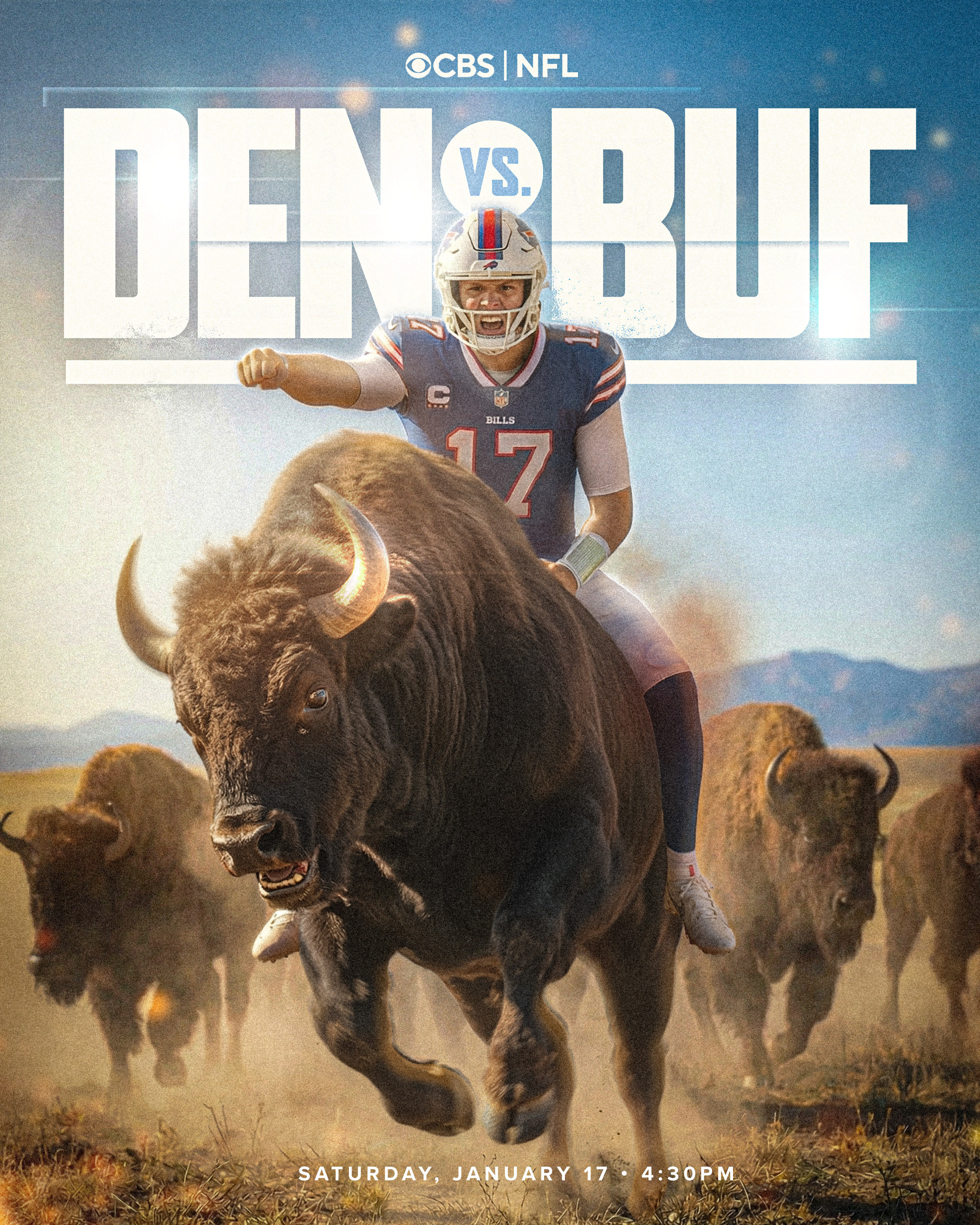 Primary hero poster concept exploring scale, power, and visual storytelling for a CBS NFL broadcast promo