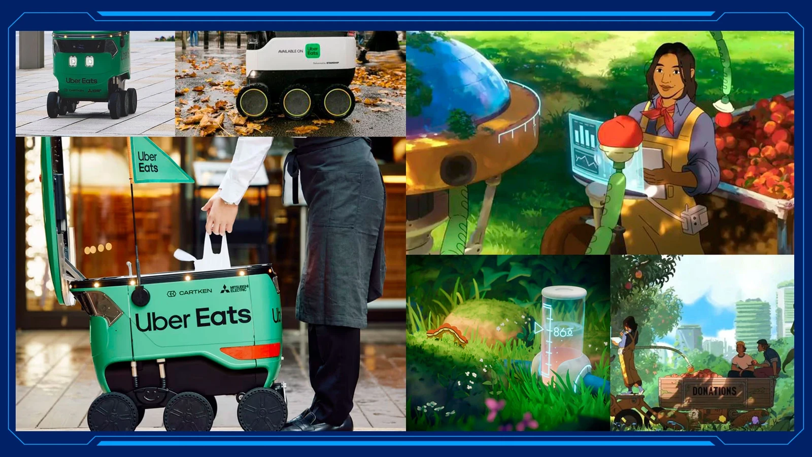 This project was inspired by a reflection on Uber Eats initiative to start using robots for its delivery service and what was happening around it, but in this case taking it to a futuristic, optimistic and sustainable context.