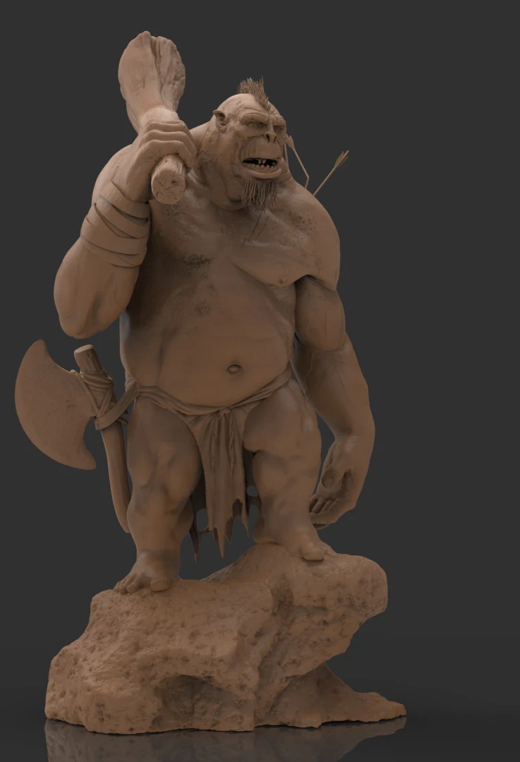 Clay render full body.