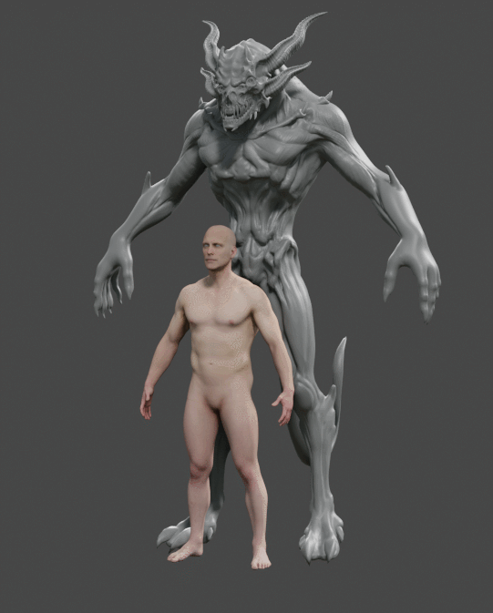 GIF Showing body in 3D and scale relative to Actor - WIP