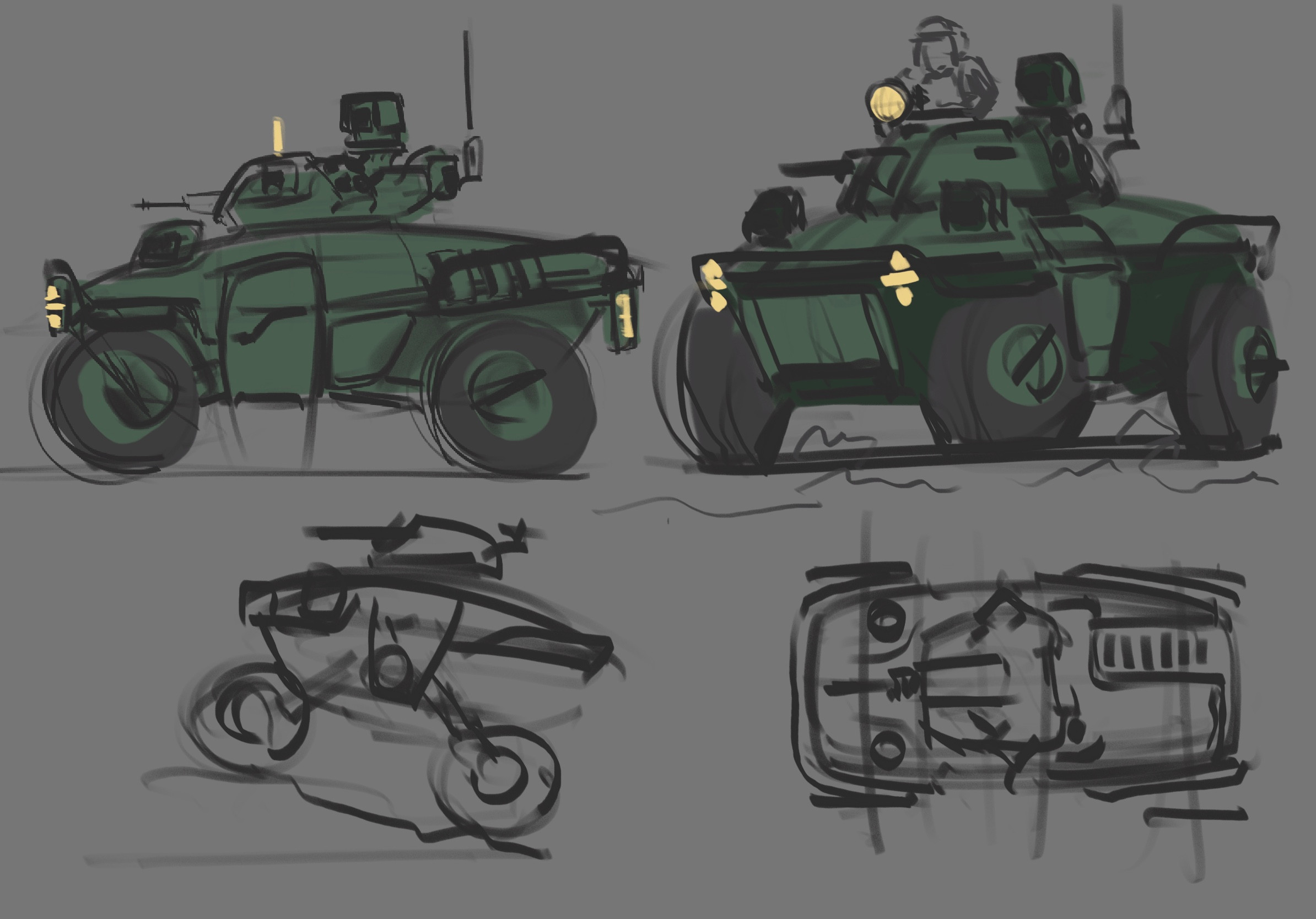 The project began with 2D sketching. Various ideas were quickly developed to identify the final design suitable for the next development phase.