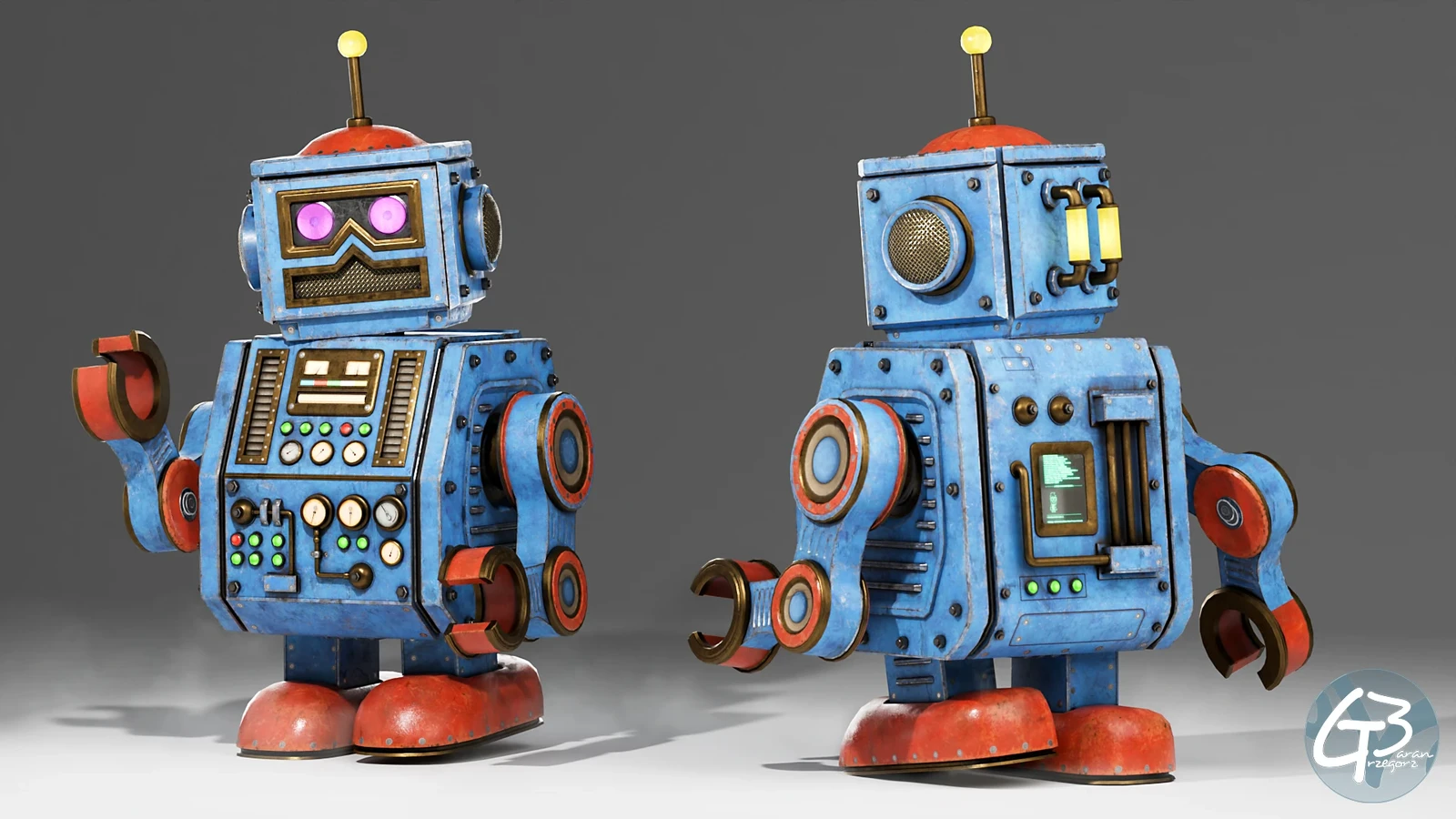 A clean, polished Blender render showcasing the UV Robot in all its textured glory ;P